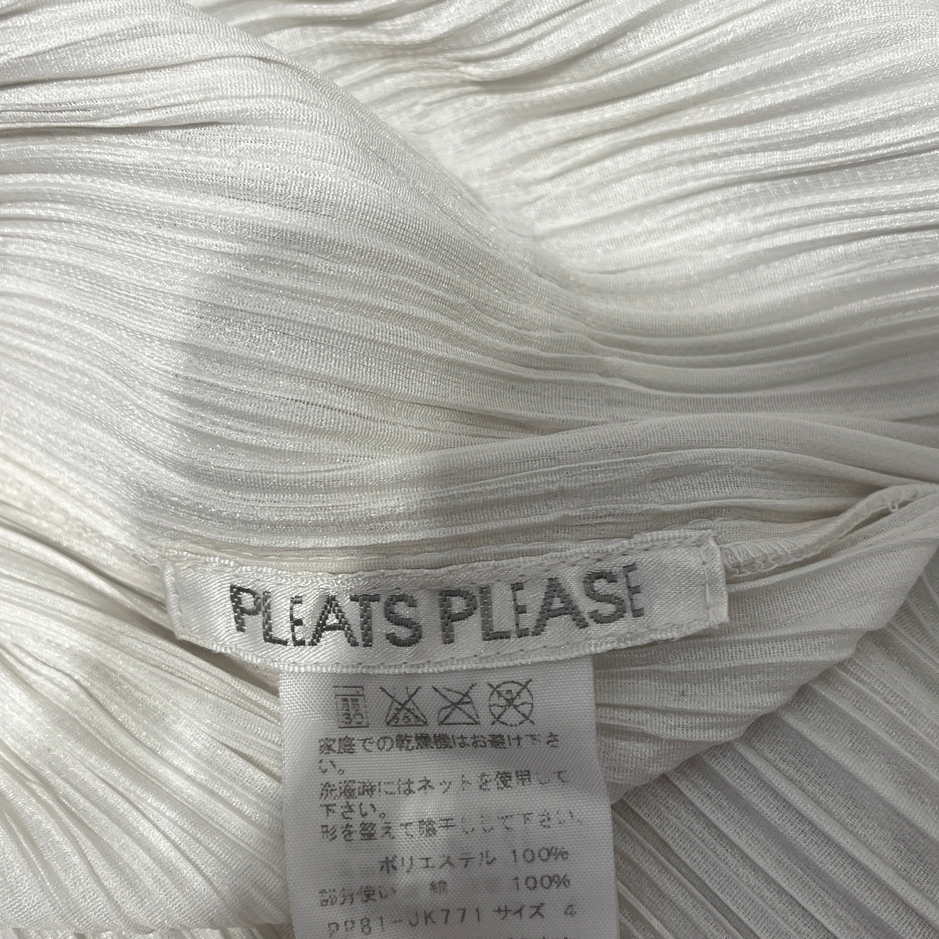 PLEATS PLEASE ISSEY MIYAKE/LS Blouse/FREE/Polyester/WHT/vertical lace number panel view 3
