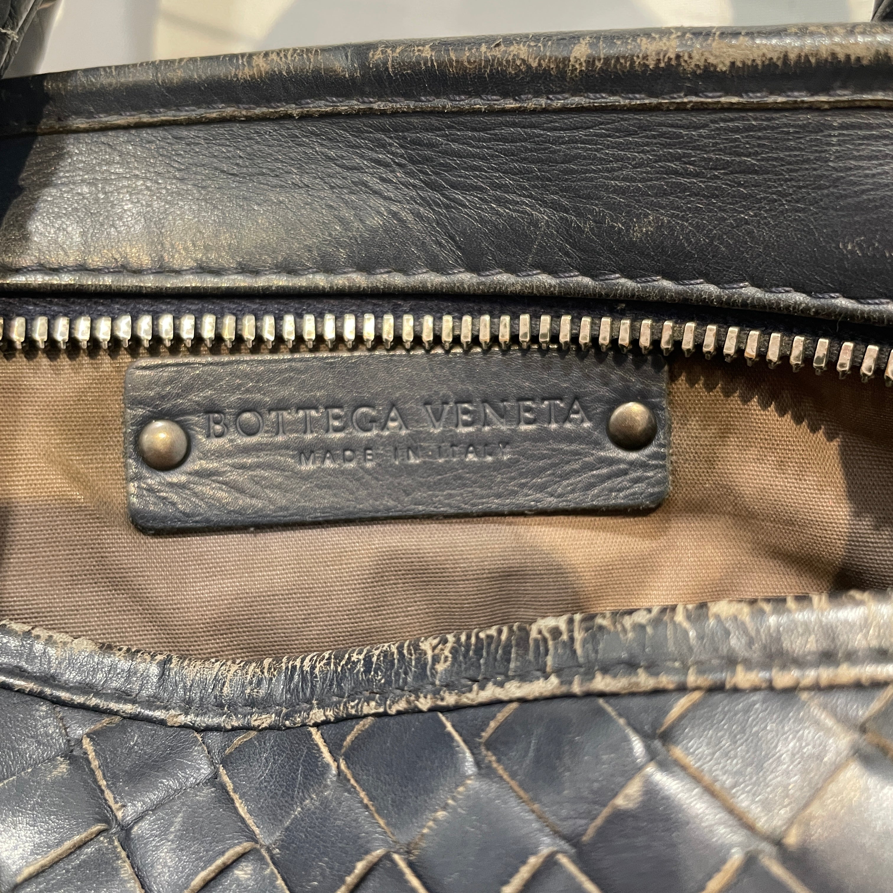 BOTTEGA VENETA/Briefcase/Leather/NVY/Intrecciato Top Zip view 7