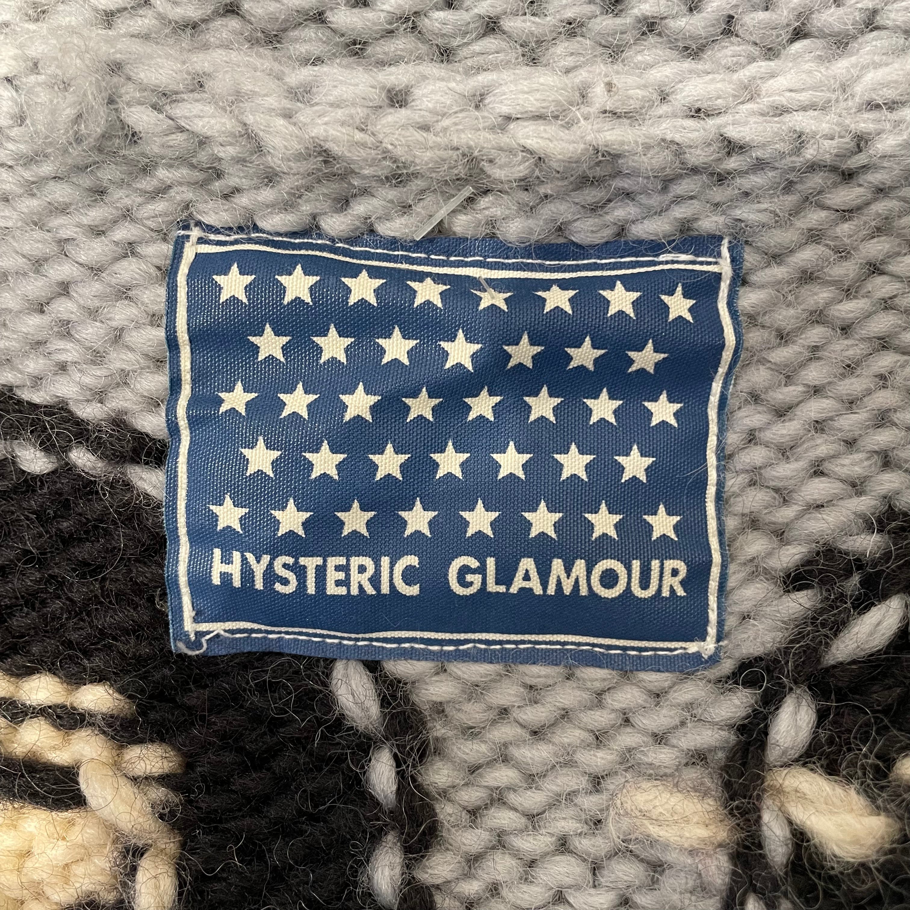 HYSTERIC GLAMOUR/Heavy Cardigan/FREE/All Over Print/Mohair/GRY/High Neck/ZIPPED FRONT W BEAR GRAPHIC view 3