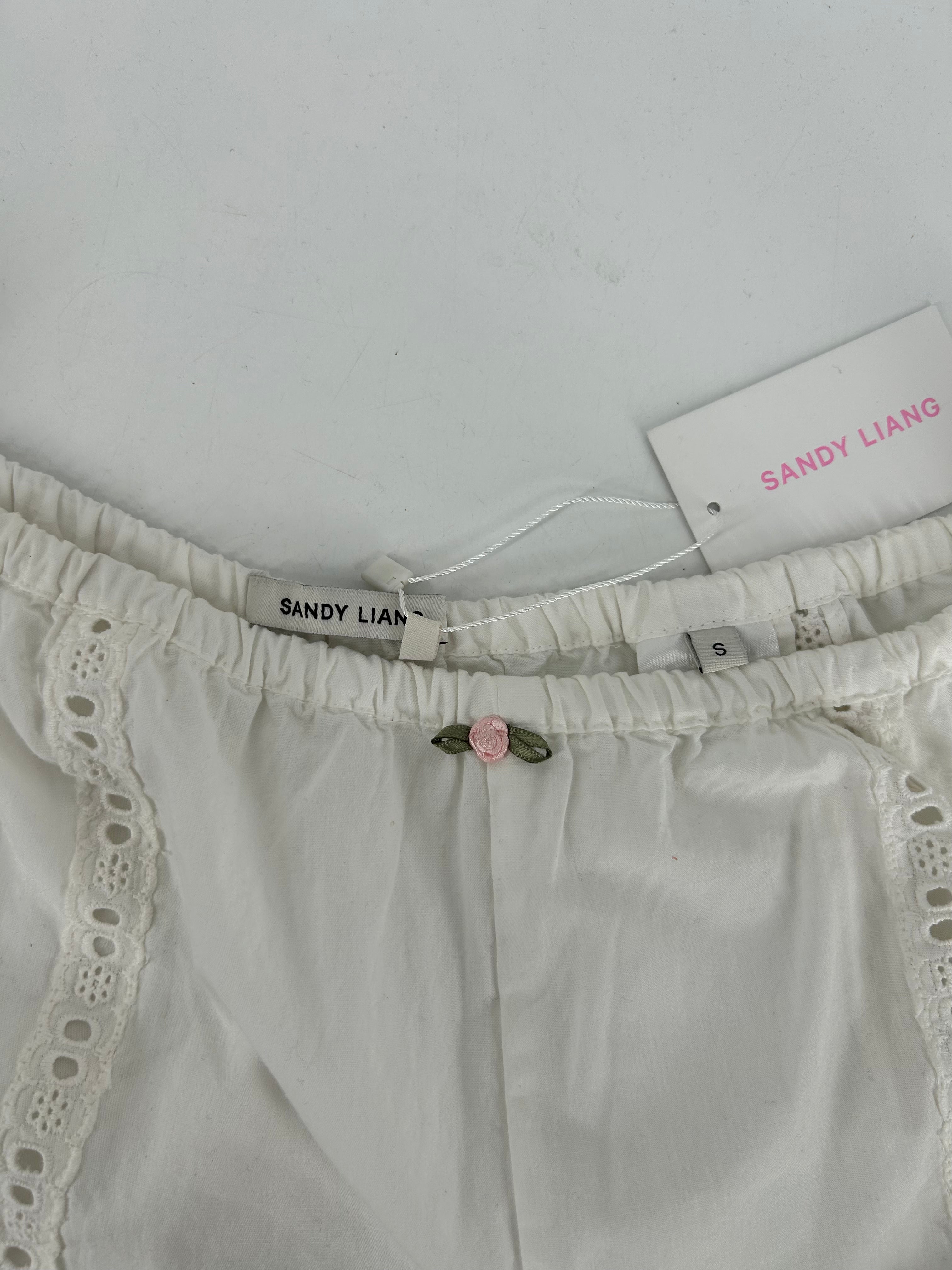 Sandy Liang/Straight Pants/S/Cotton/WHT/LACE CUTOUT PKANTS view 3