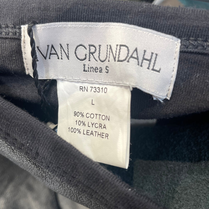 Ivan Grundahl/Long Skirt/L/Cotton/BLK/Maxi Length/half cotton half leather