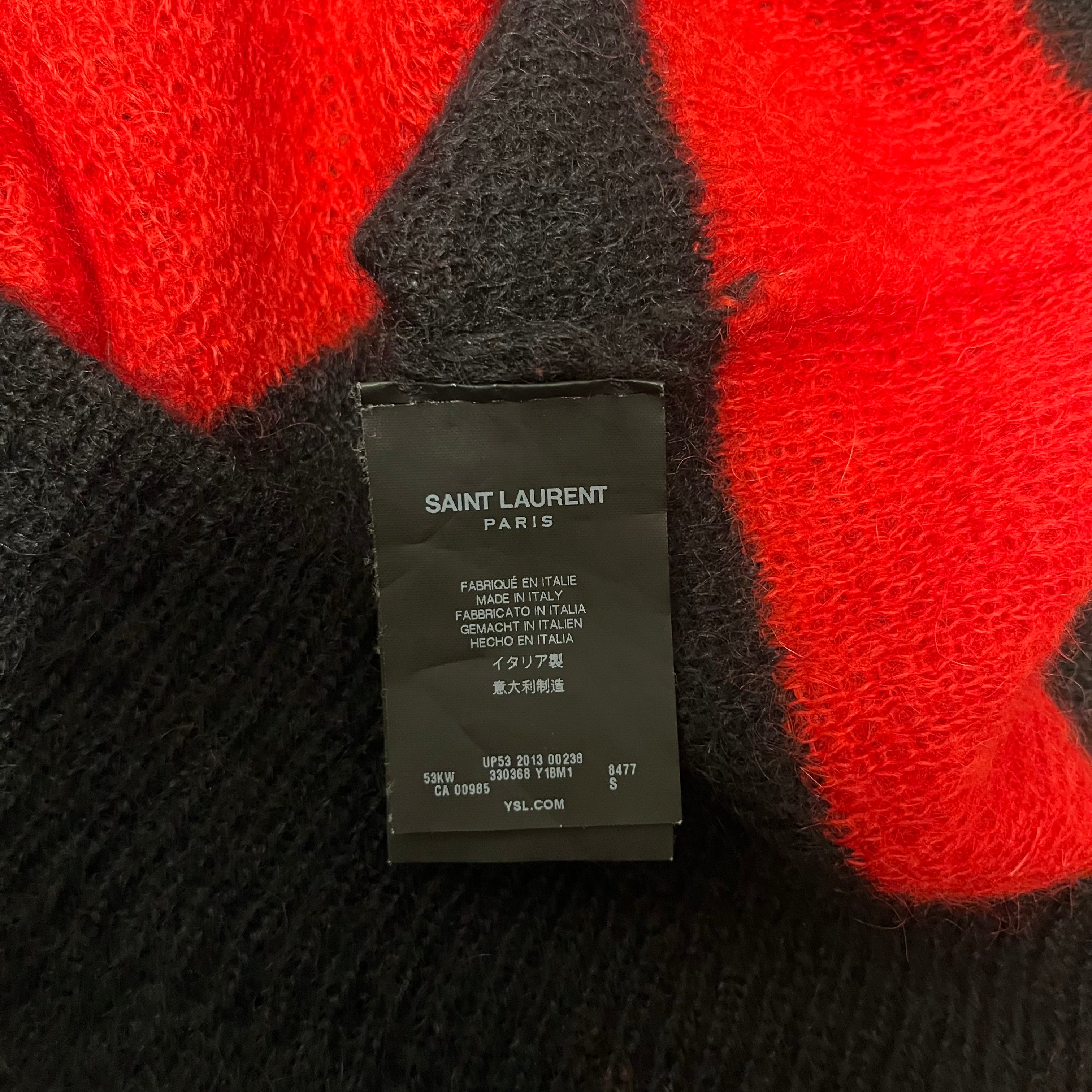 YVES SAINT LAURENT/Sweater/S/Stripe/Mohair/RED/fw13 mohair view 4