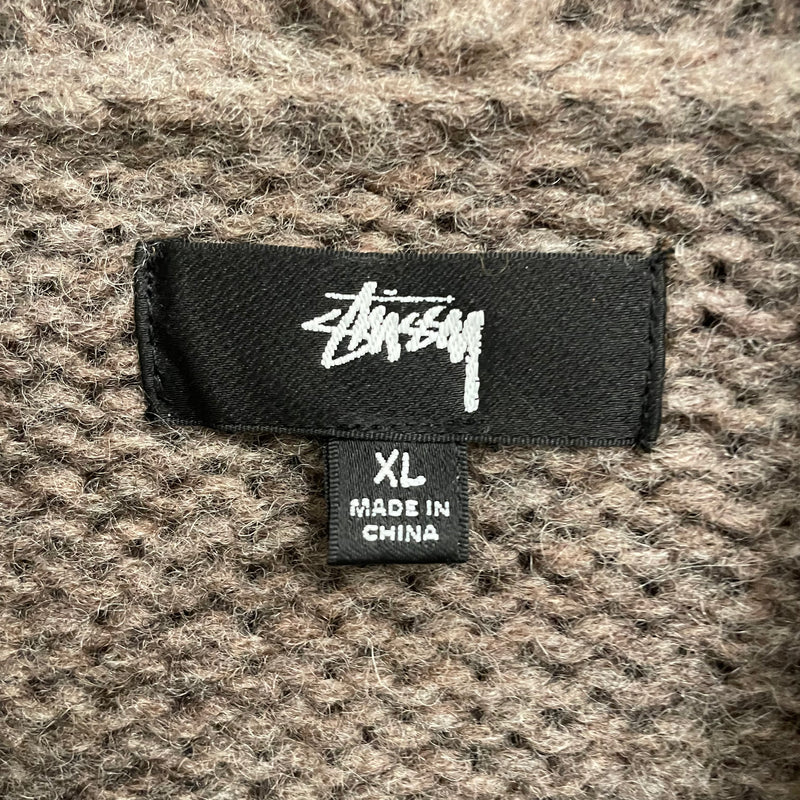 STUSSY/DENIM TEARS/Hoodie/XL/Graphic/Wool/BRW/PANAFRICAN FLAG KNIT ZIP UP