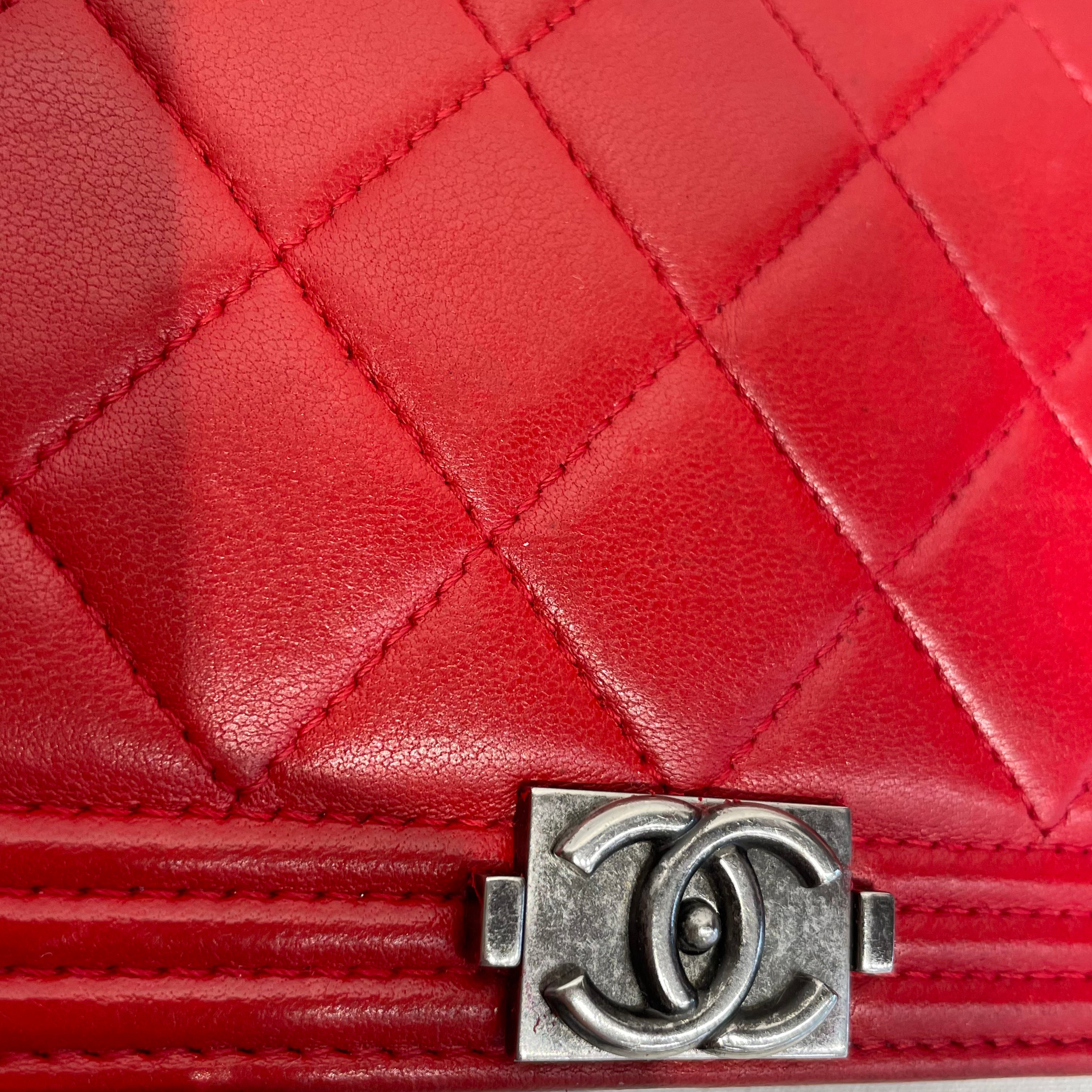 CHANEL/Long Wallet/Leather/RED/Boy Flap Long Wallet view 6