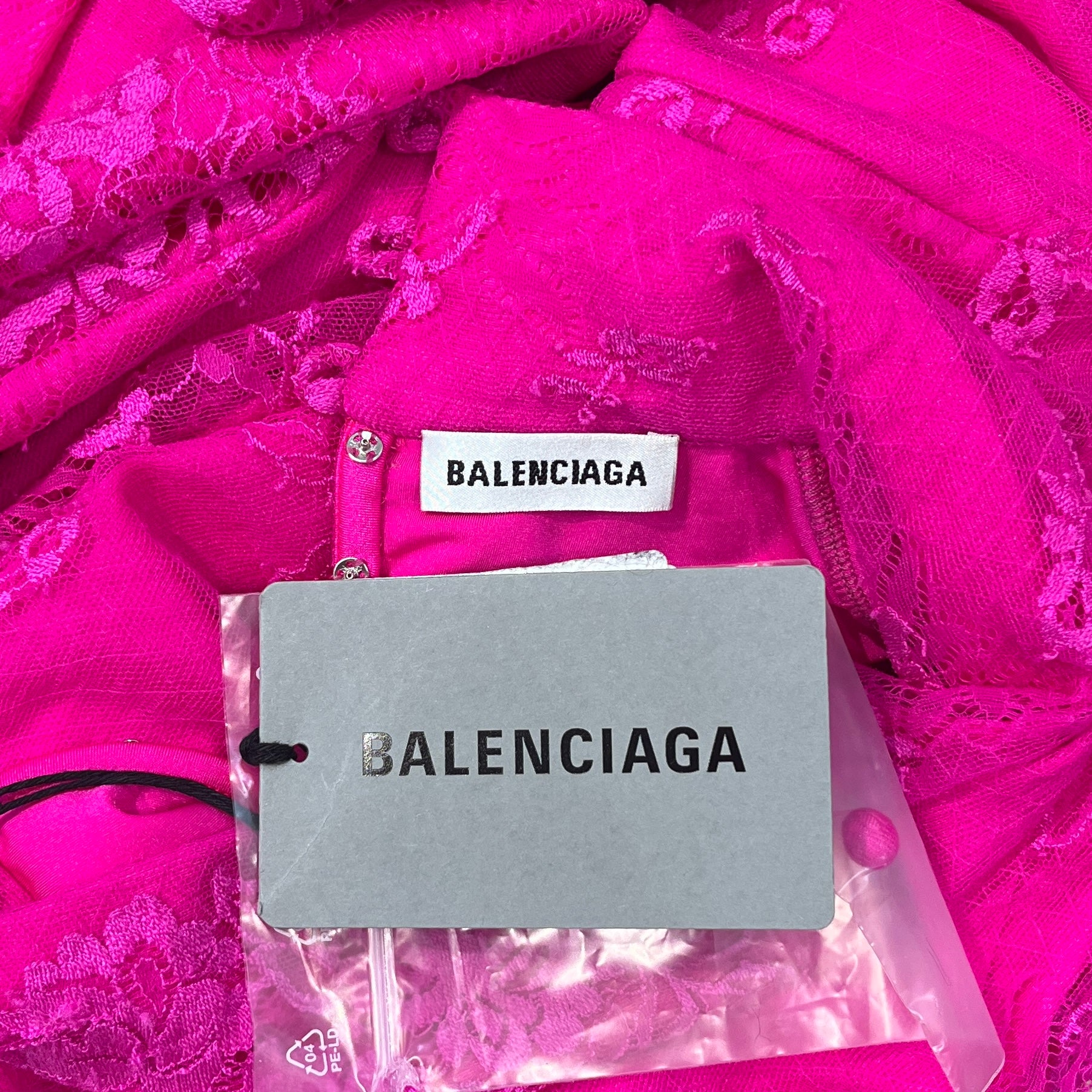 BALENCIAGA/LS Blouse/42/Floral Pattern/Cotton/PNK/LACE TURTLENECK W/ GLOVES view 3
