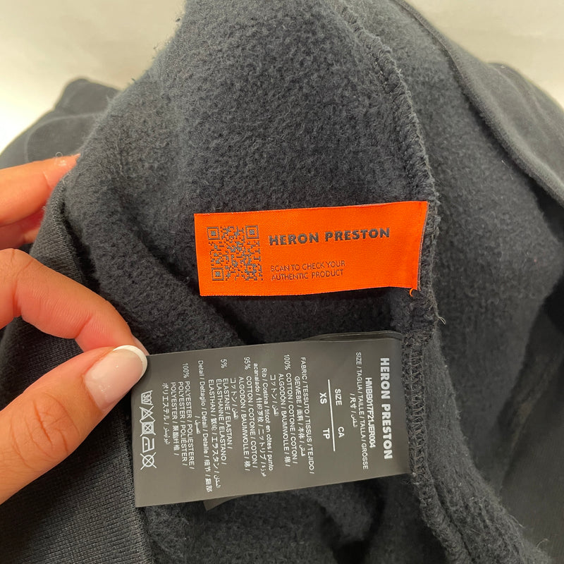 HERON PRESTON/Hoodie/XS/Cotton/BLK/Sleeve Graphic