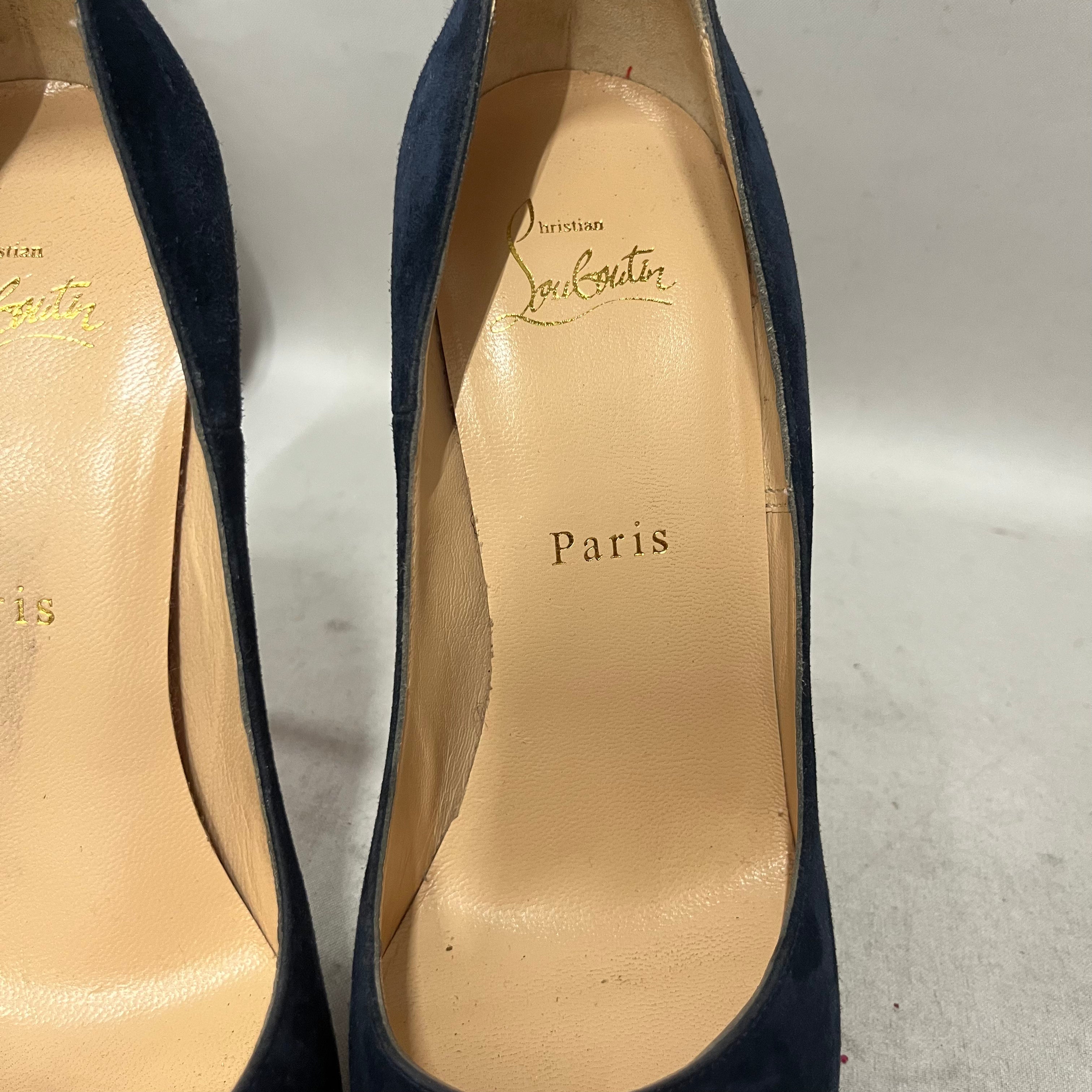 Christian Louboutin/Heels/EU 37.5/Suede/NVY/suede pump view 4