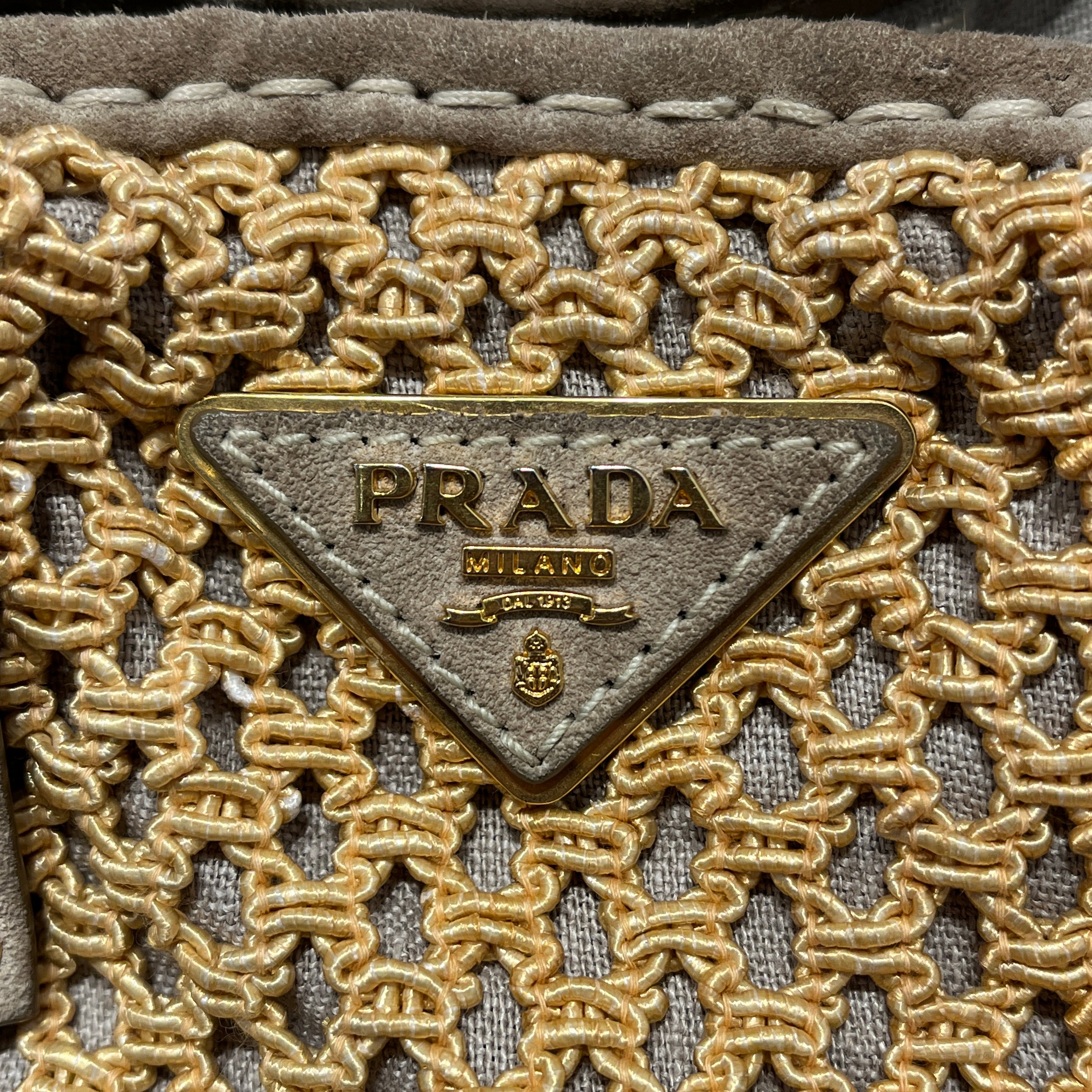 PRADA/Tote Bag/Leather/BEG/Canapa Stuoia Convertible Tote view 6