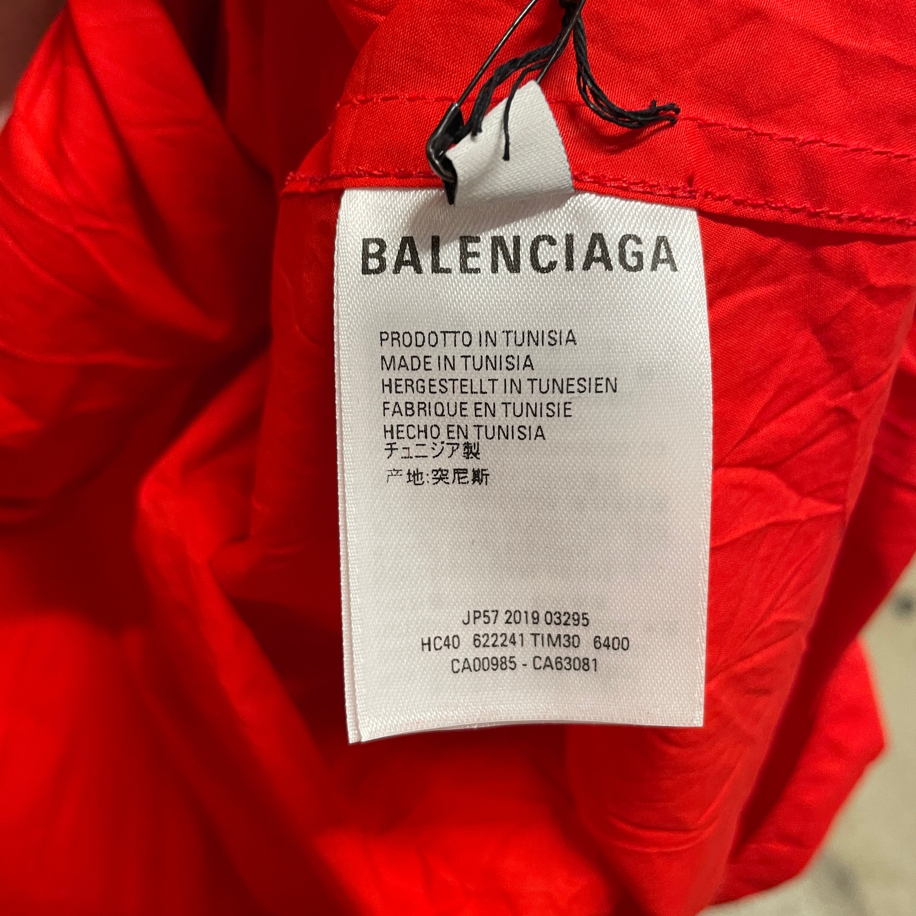 BALENCIAGA/SS Shirt/39/Cotton/RED/balenciaga pckt fnt logo view 3