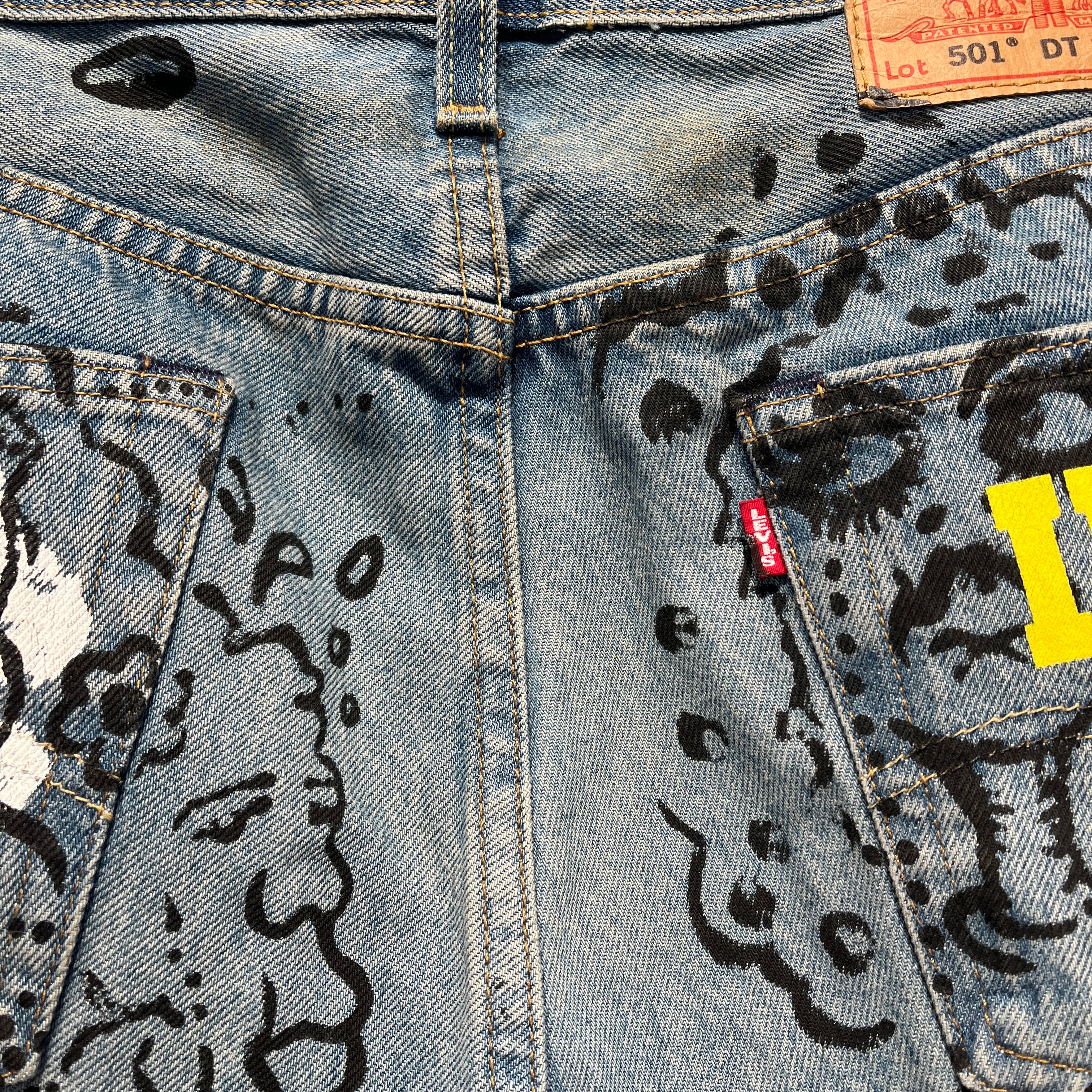 DENIM TEARS/Levi's/Straight Pants/34/Denim/BLU/Graphic/irak graphic denim view 5