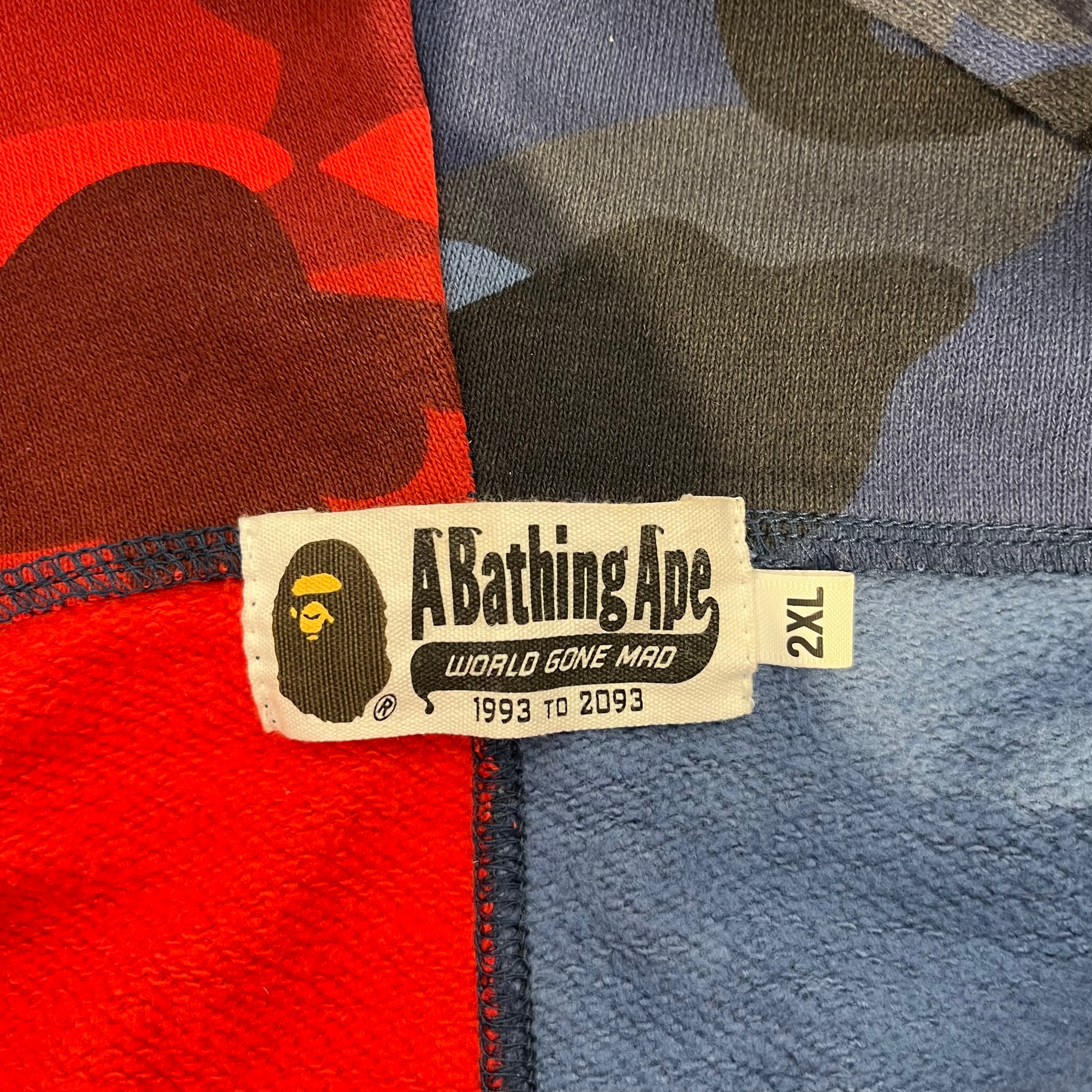 A BATHING APE/Zip Up Hoodie/XXL/Camouflage/Cotton/MLT/SHARK RED BLUE FULL ZIP view 3