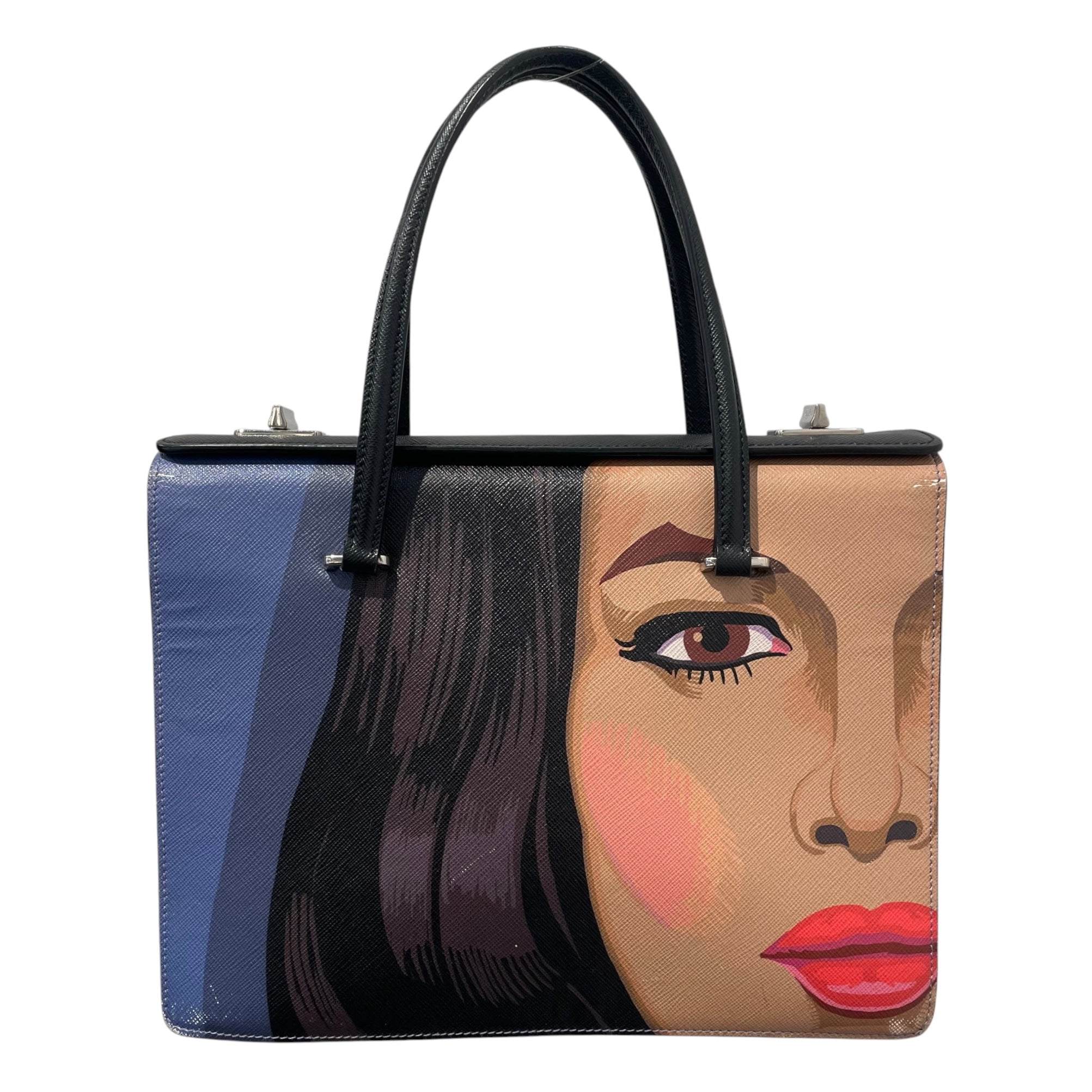 PRADA/Hand Bag/Leather/BLK/SAFFIANO GIRL FACE HANDLE BAG view 1