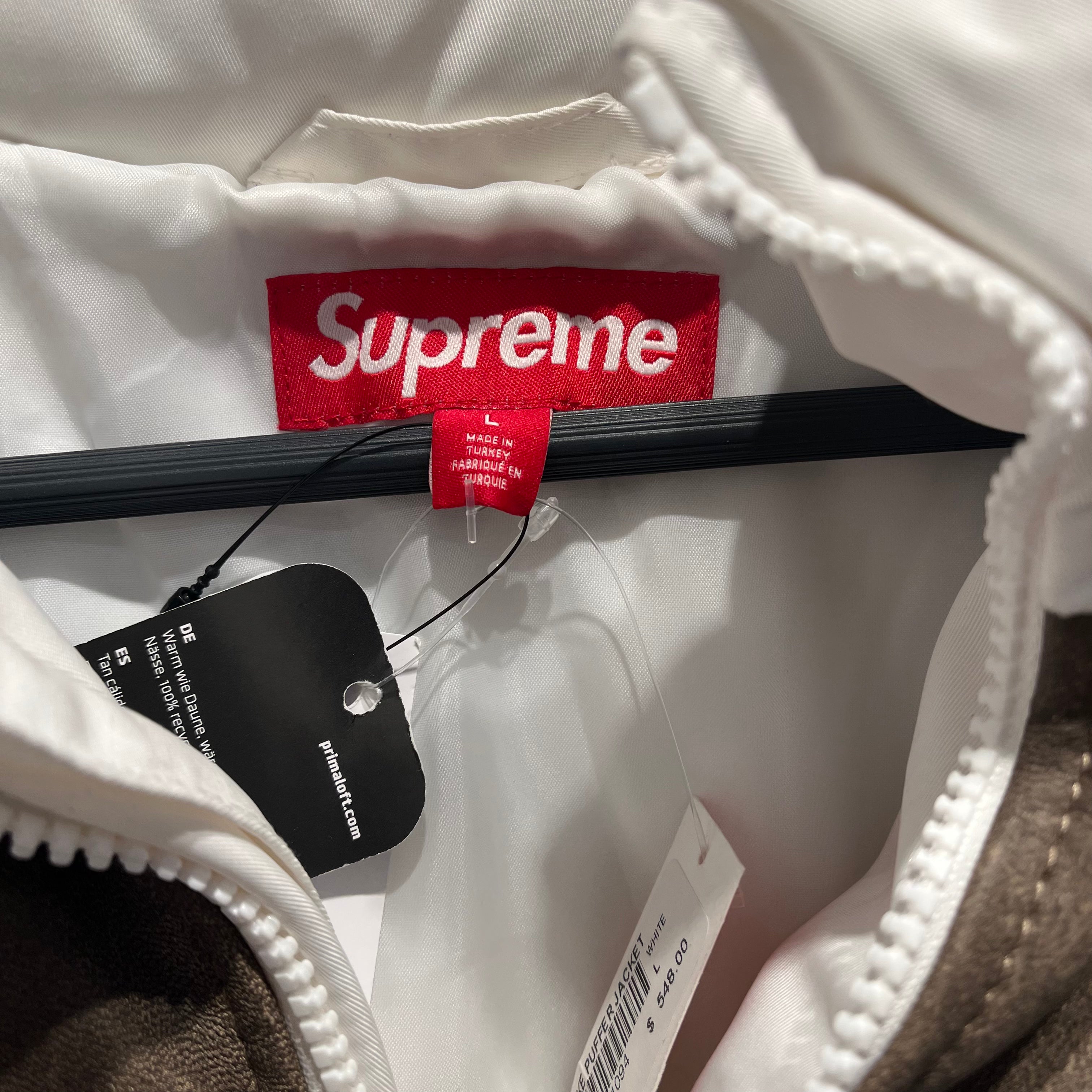 Supreme/Puffer Jkt/L/Polyester/WHT/LEATHER YOKE view 3