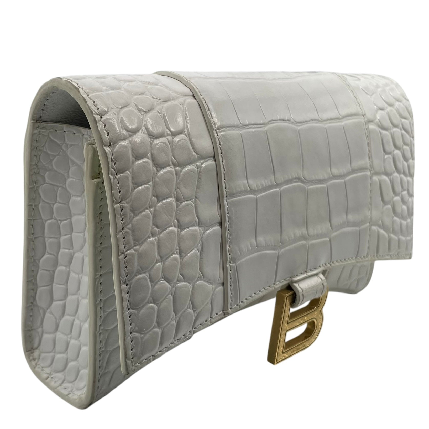 BALENCIAGA/Cross Body Bag/Animal Pattern/Leather/WHT/HOURGLASS GOLD HARDWARE CROC view 6