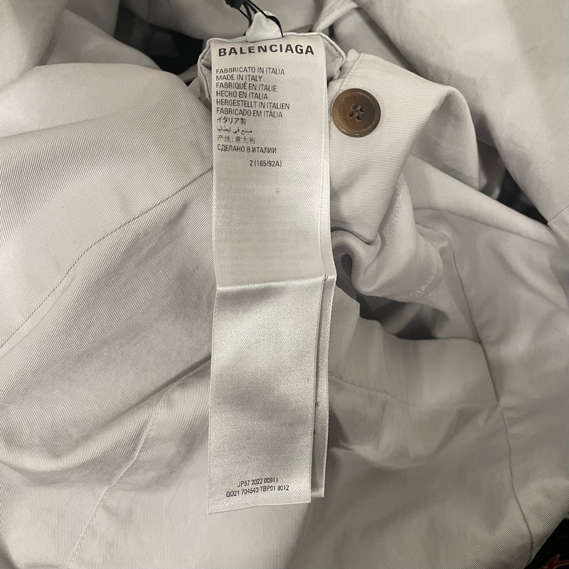 BALENCIAGA/Trench Coat/2/Cotton/GRY/destroyed coat