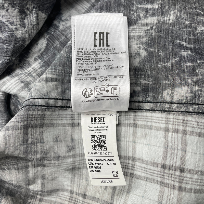 DIESEL/SS Shirt/50/Cotton/GRY/Plaid/TROMPE DIRTY PLAID SHIRT