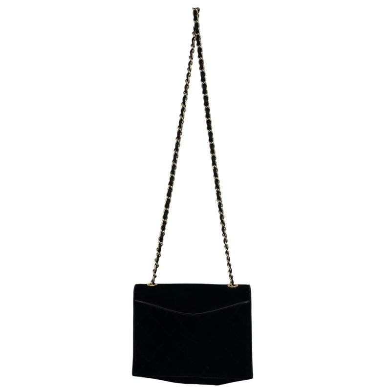 CHANEL/Cross Body Bag/Suede/BLK/R21101345 QUILTED FLAP/CHAIN