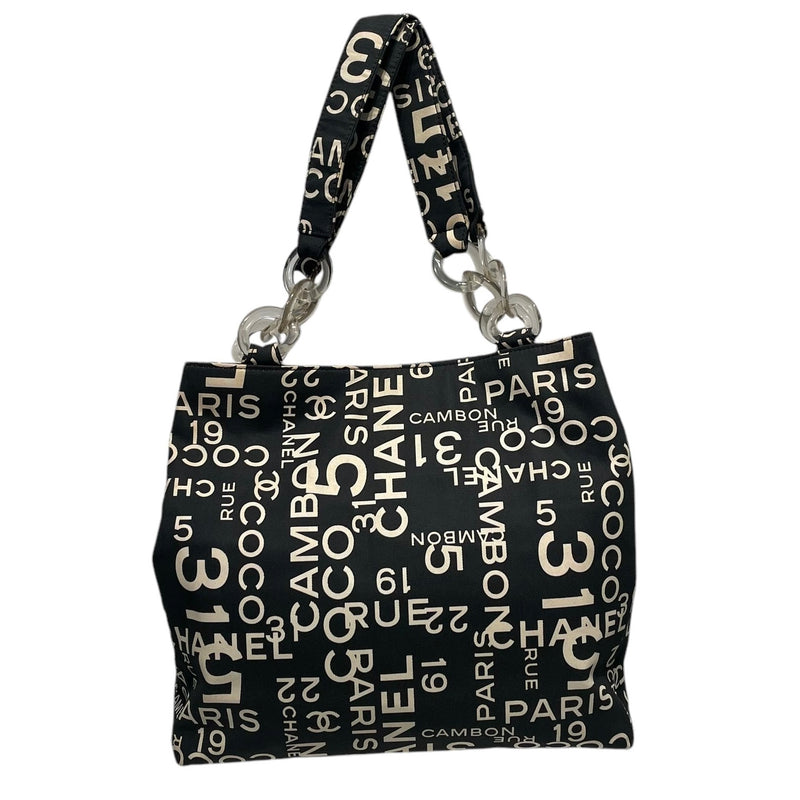 CHANEL/Tote Bag/Black/Cotton/All Over Print/