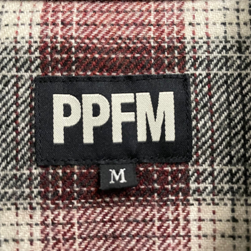 PPFM/Flannel Shirt/M/Wool/RED/Plaid/FAUX FUR LINED COLLAR