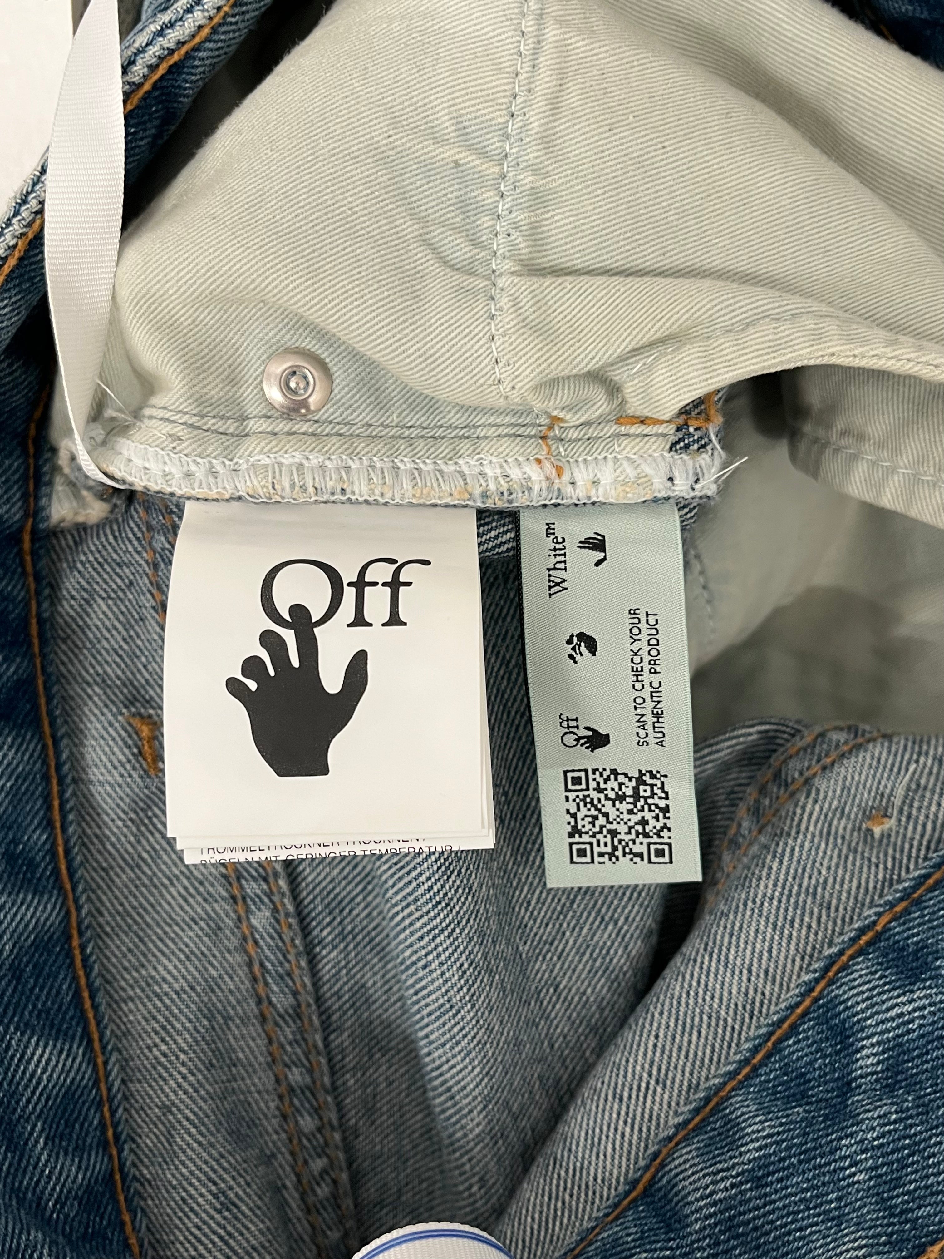 OFF-WHITE/Straight Pants/27/Cotton/BLU/LEATHER TAG AT CALF view 4