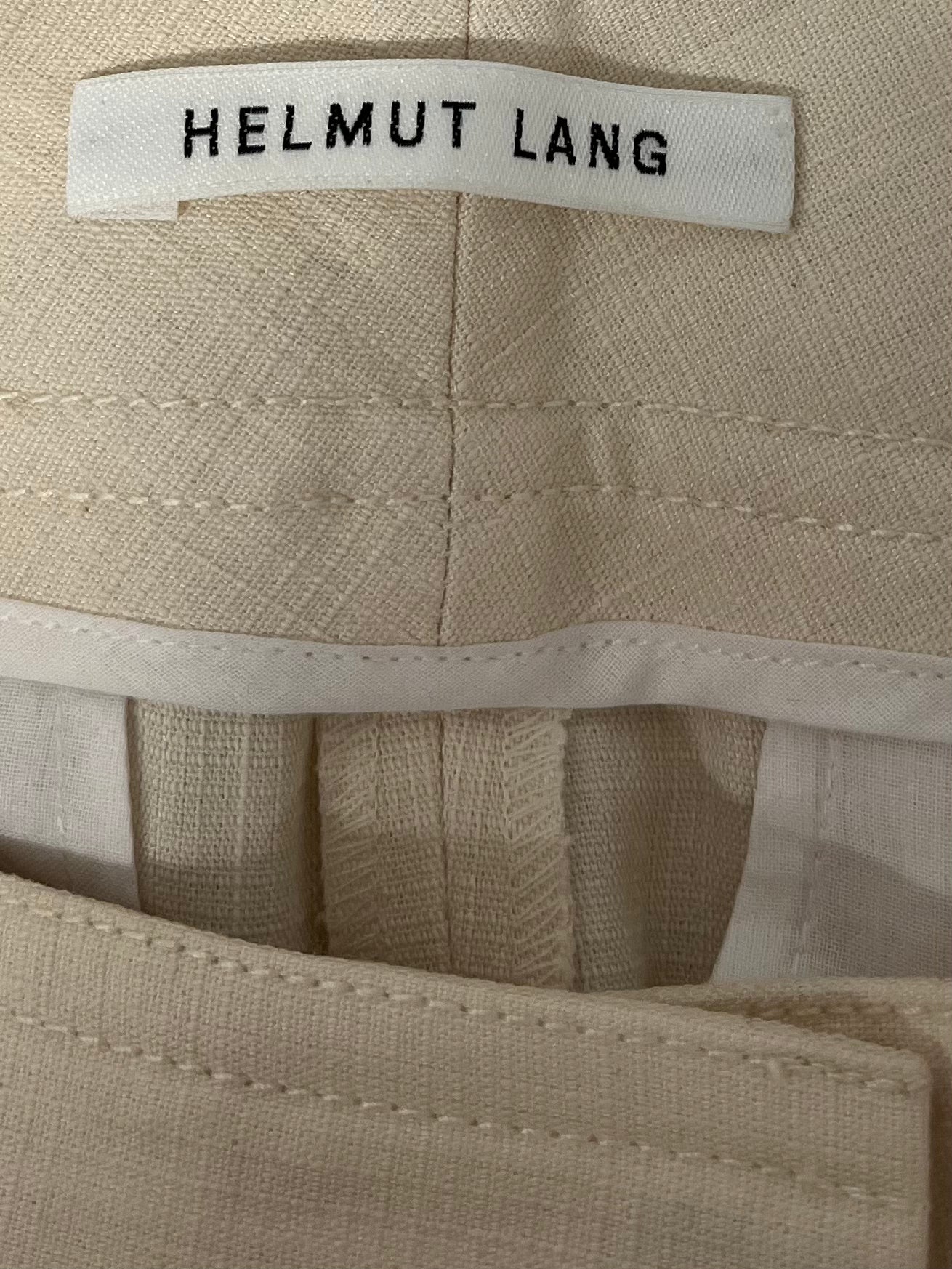 Helmut Lang/Straight Pants/2/Cotton/CRM/BLK LEATHER WELT POCKET view 3