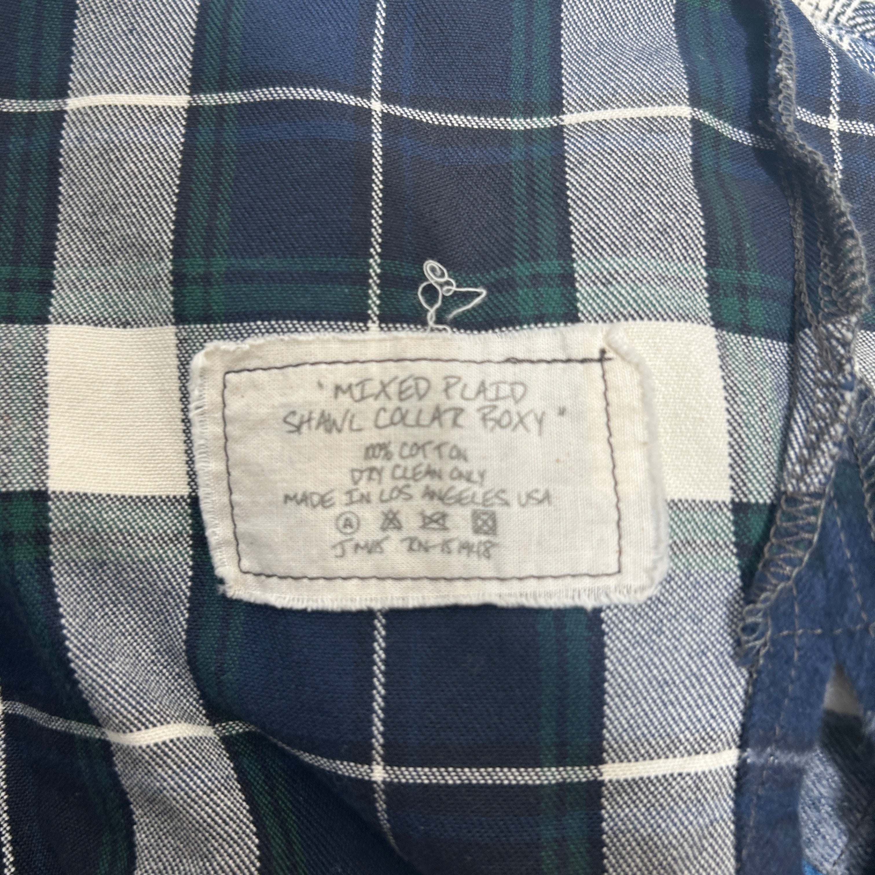 GREG LAUREN/Flannel Shirt/4/Cotton/BLU/Plaid/Patchwork Flannel view 4
