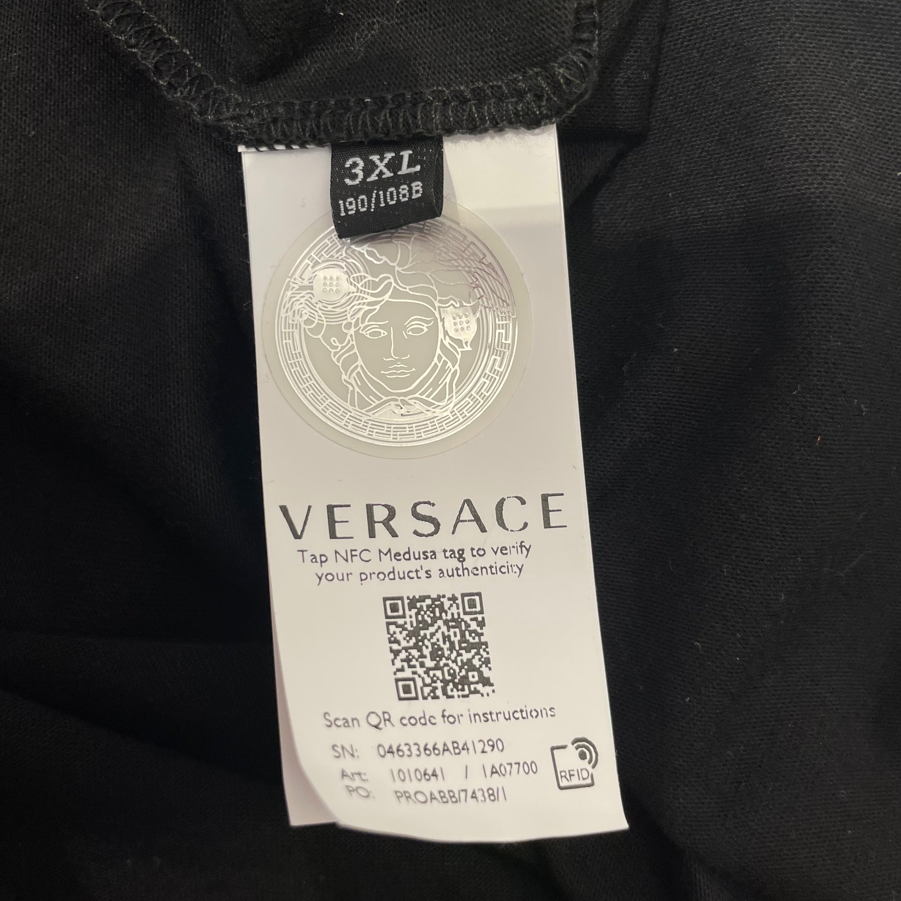 VERSACE/T-Shirt/XXXL/Cotton/BLK/Versace Logo Embroidery view 4