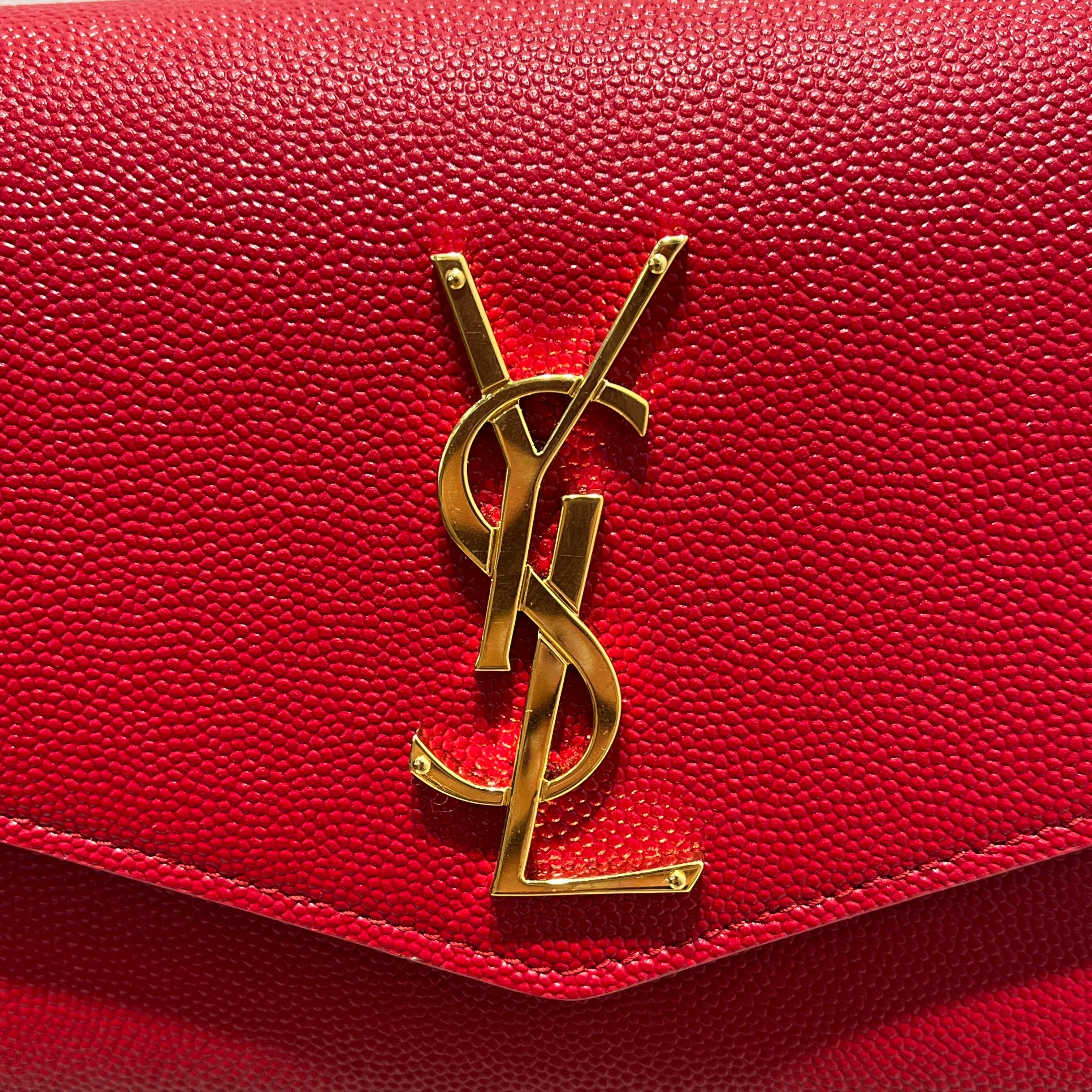 SAINT LAURENT/Cross Body Bag/Leather/RED/UPTOWN GOLD CHAIN WALLET GRAIN view 6