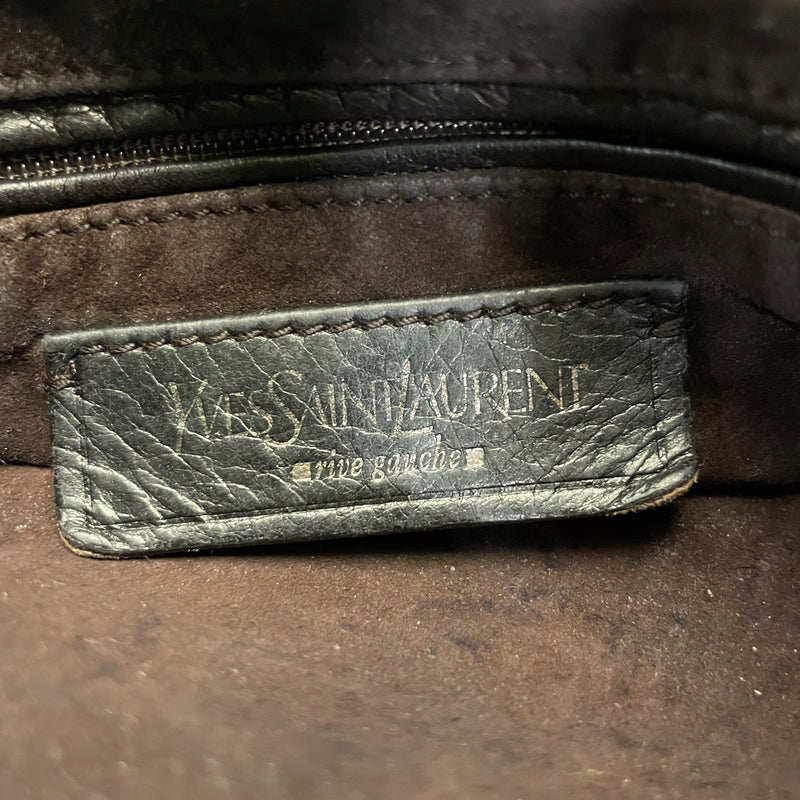 YVES SAINT LAURENT/Hand Bag/Leather/BLK/Soft Grained leather