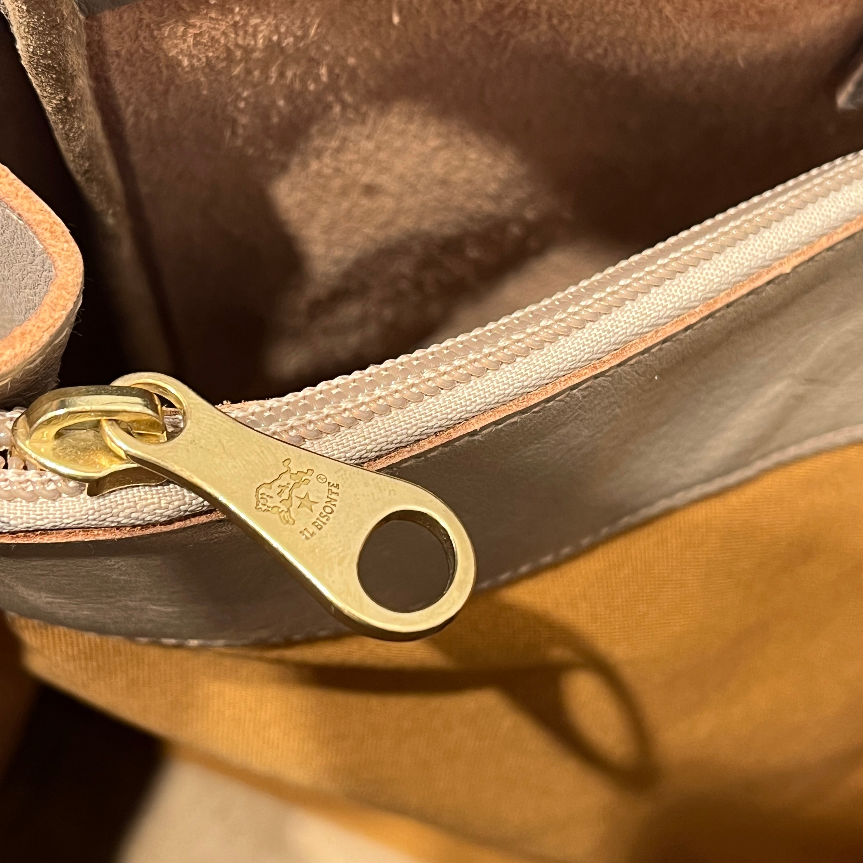 IL BISONTE/Tote Bag/Leather/BEG/ENGRAVED LOGO TOTE view 7