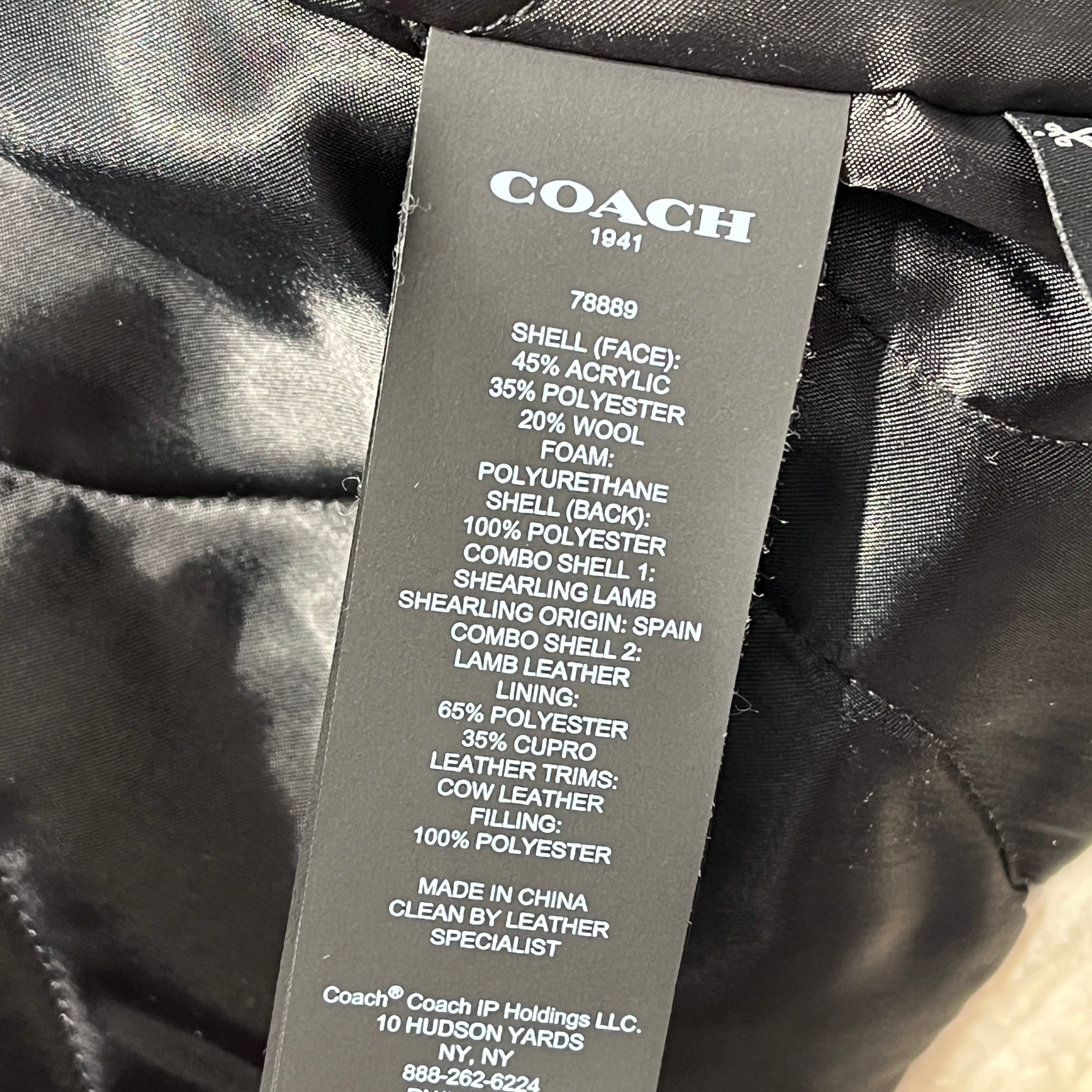 COACH/Fleece Jkt/44/Acrylic/BLU/Plaid/SHEARLING COAT SZ 44 view 5