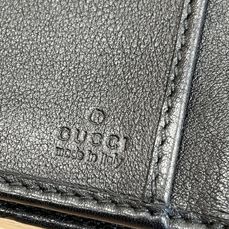 GUCCI/Long Wallet/Monogram/Leather/BLK/GUCCISSIMA MARGAUX ICON BAR