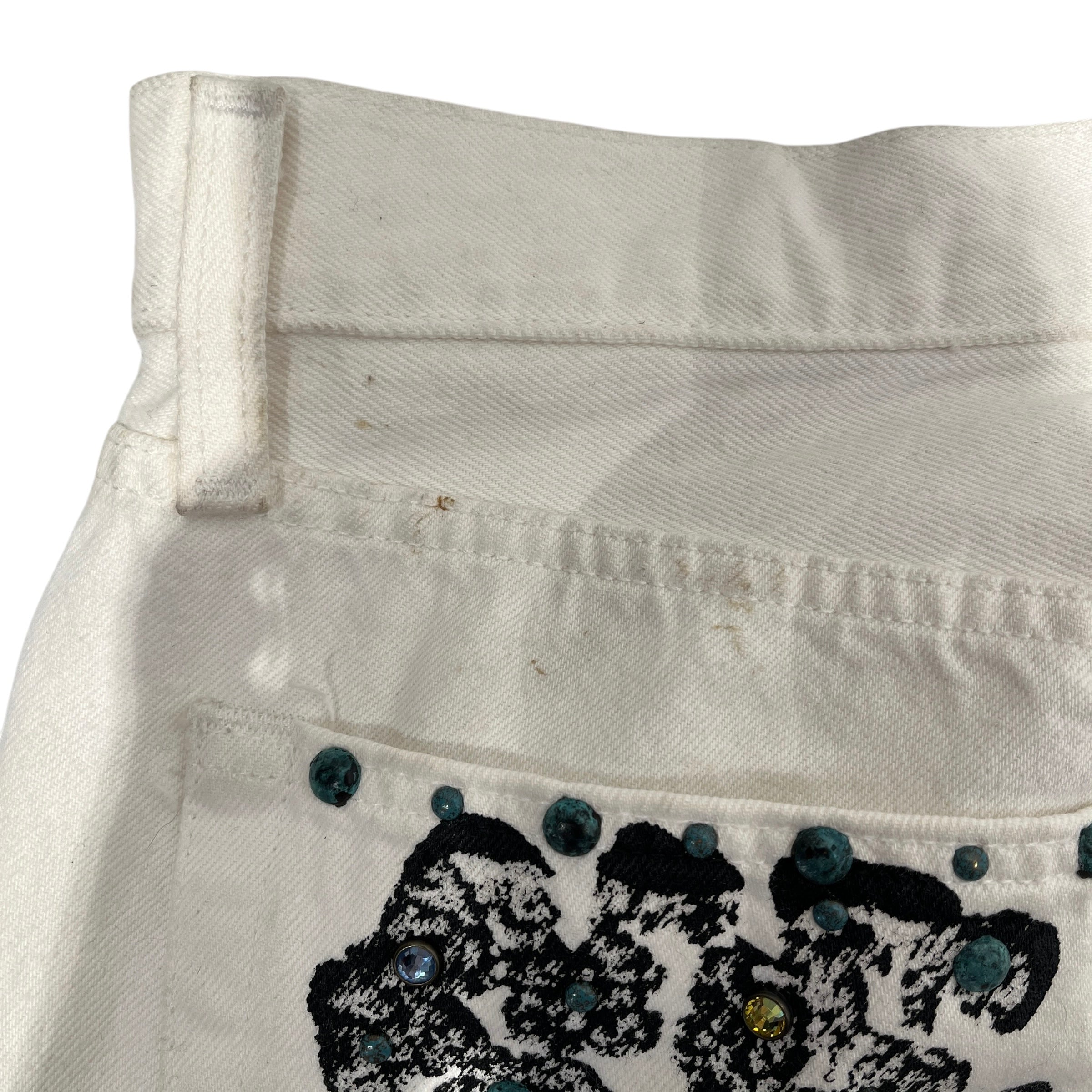 DENIM TEARS/Levi's/Straight Pants/36/Denim/WHT/Graphic/studded denim view 5