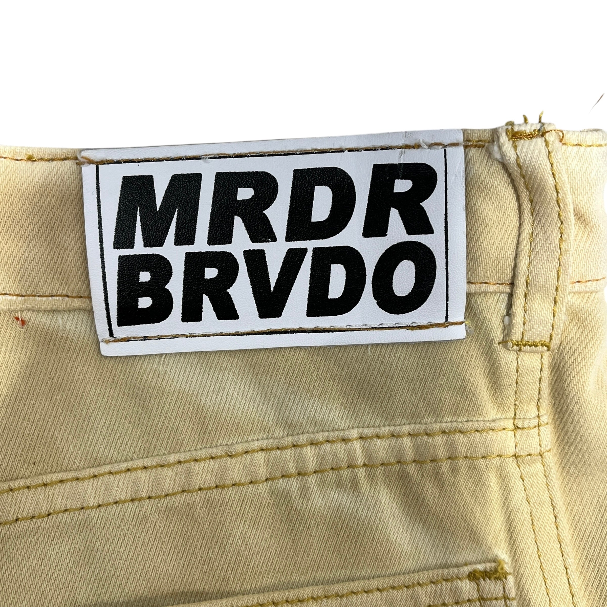 WHO DECIDES WAR/Skinny Pants/28/Cotton/BEG/Graphic/rhinestone distressed view 3