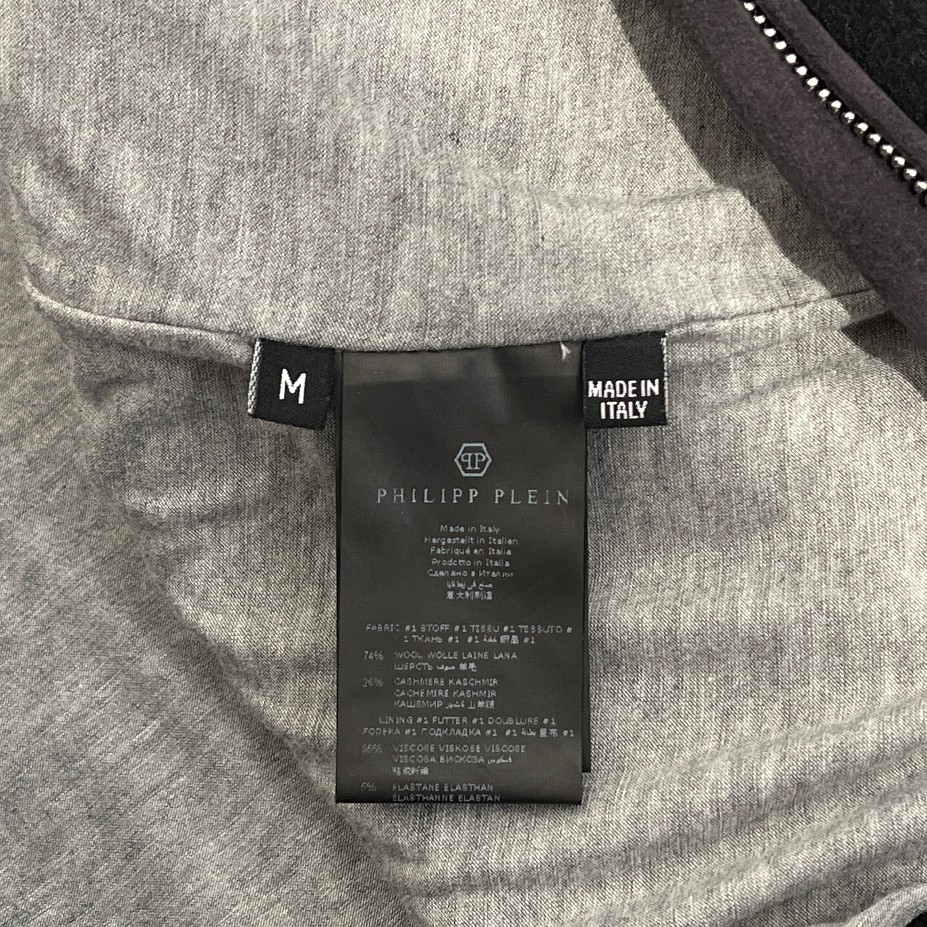 PHILIPP PLEIN/Jacket/M/Wool/BLK/Border/Wool Zip Jacket w Huge Zippers view 4