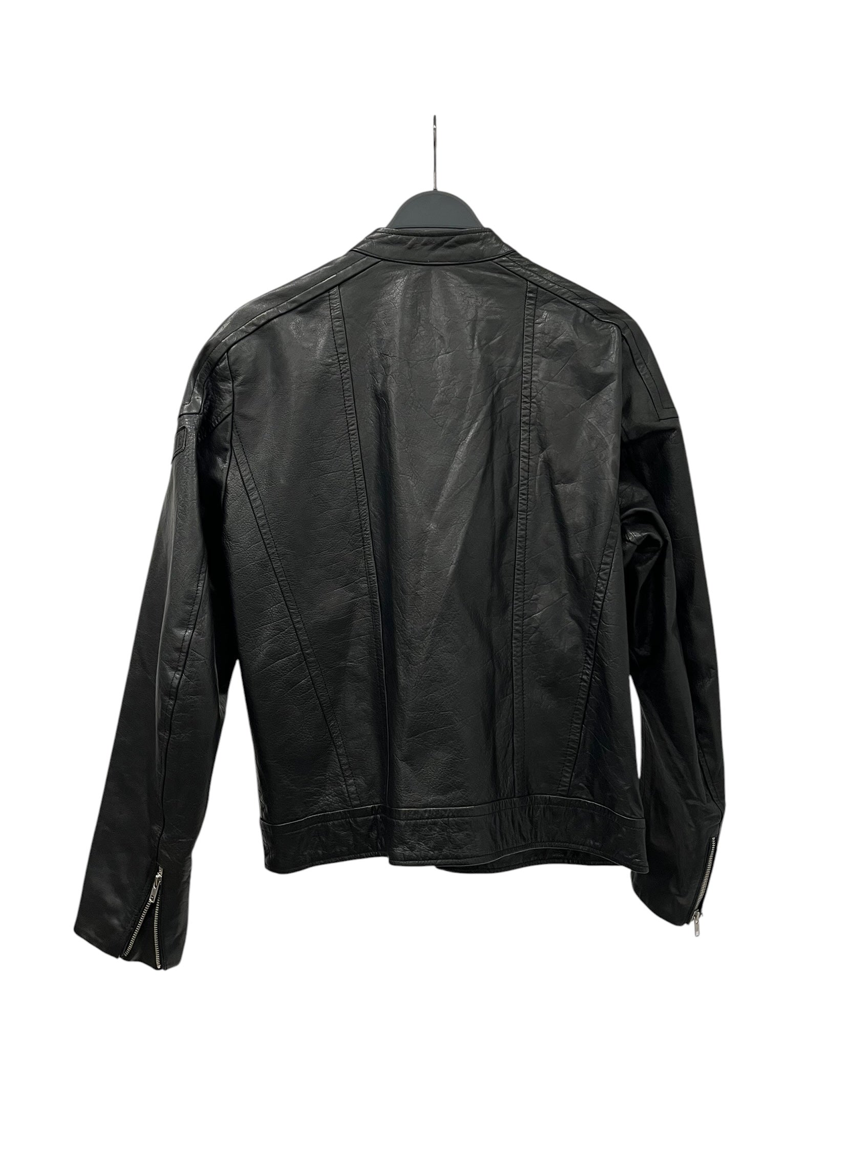 DIESEL/Leather Jkt/XL/Leather/BLK/SNAP COLLAR ARROW LOGO SLEEVE view 2