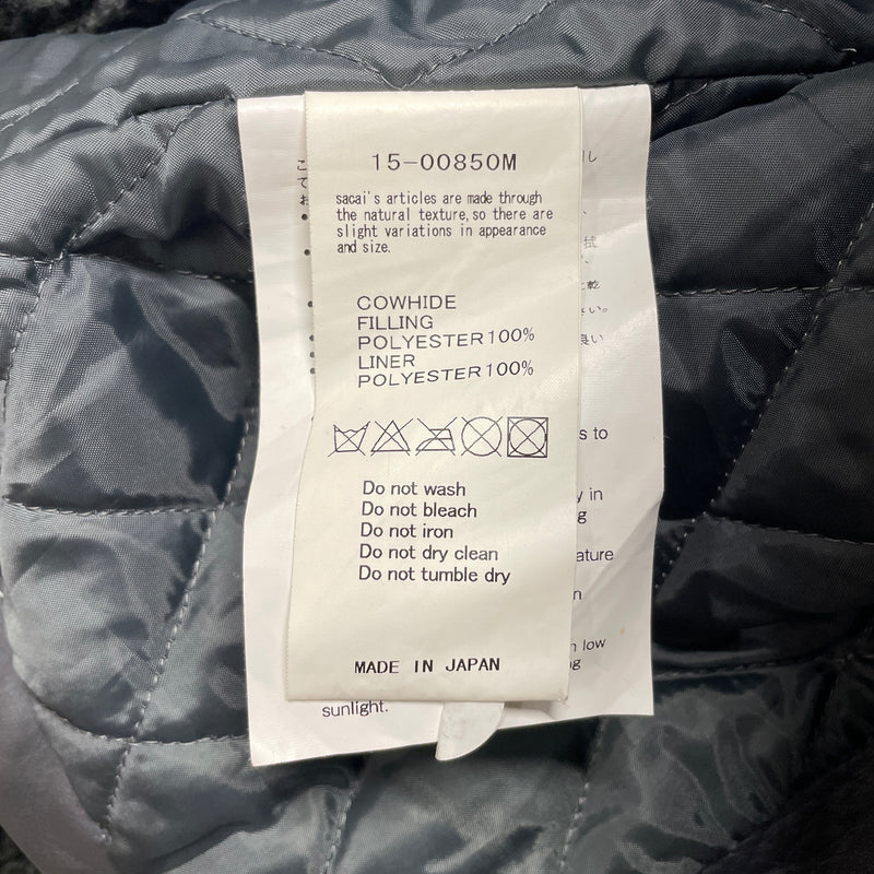 Sacai/Leather Jkt/M/Leather/GRY/Biker-double jacket