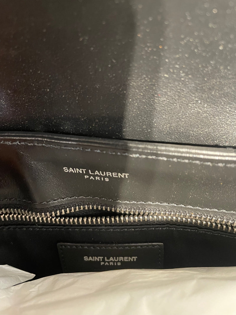 YVES SAINT LAURENT/Cross Body Bag/OS/Leather/BLK/QUILTED SLV LOGO