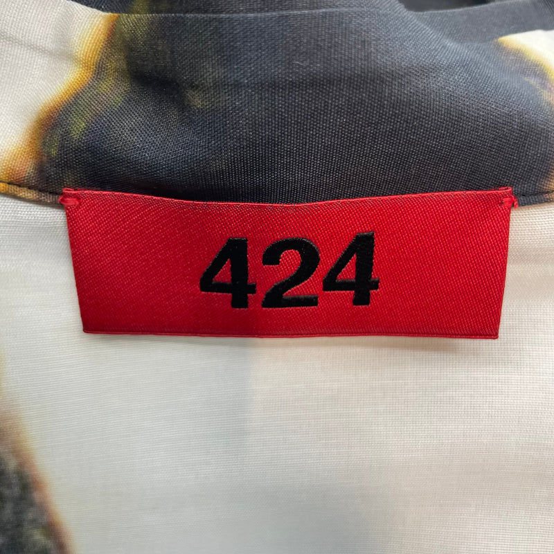 424(FourTwoFour)/LS Shirt/L/Polyester/MLT/All Over Print/CAMICO UOMO BLCK/WHT/ORNG