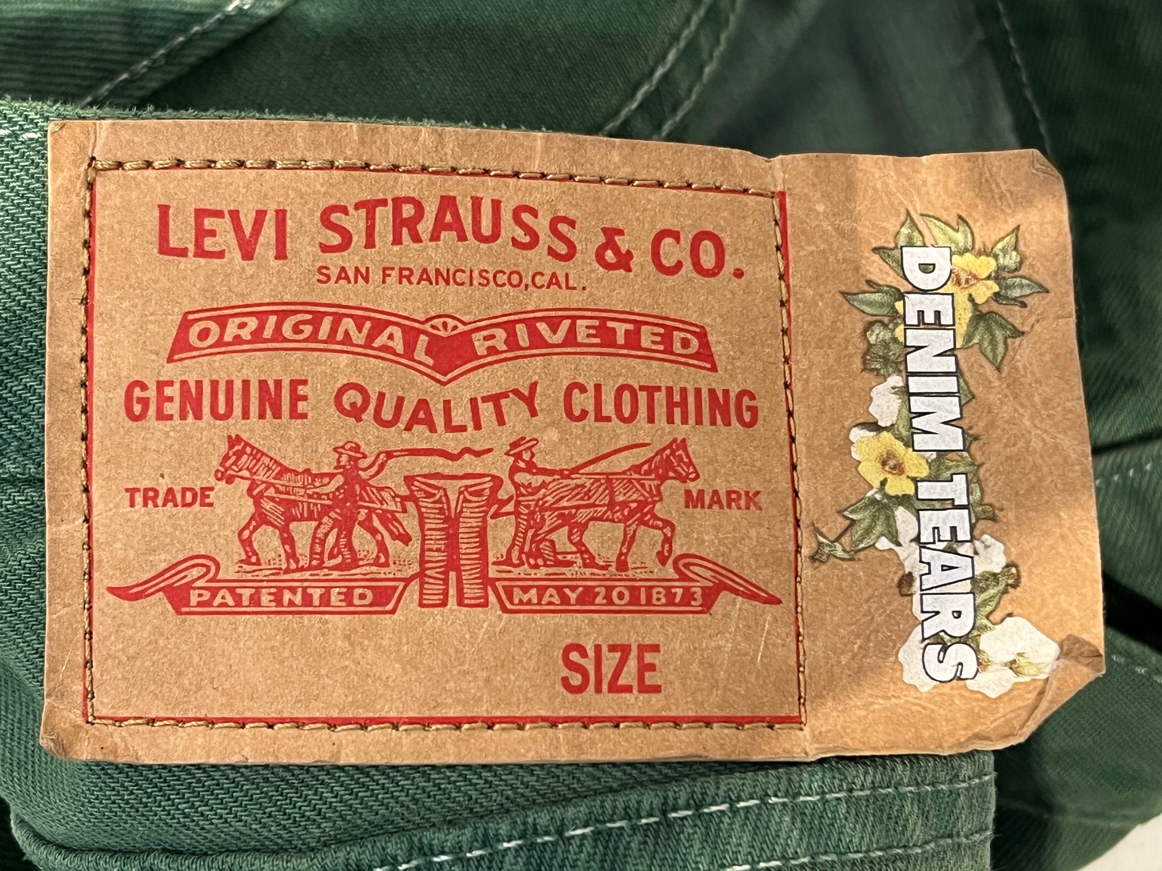 DENIM TEARS/Straight Pants/33/Cotton/GRN/Button Fly/green denims levi collab view 3