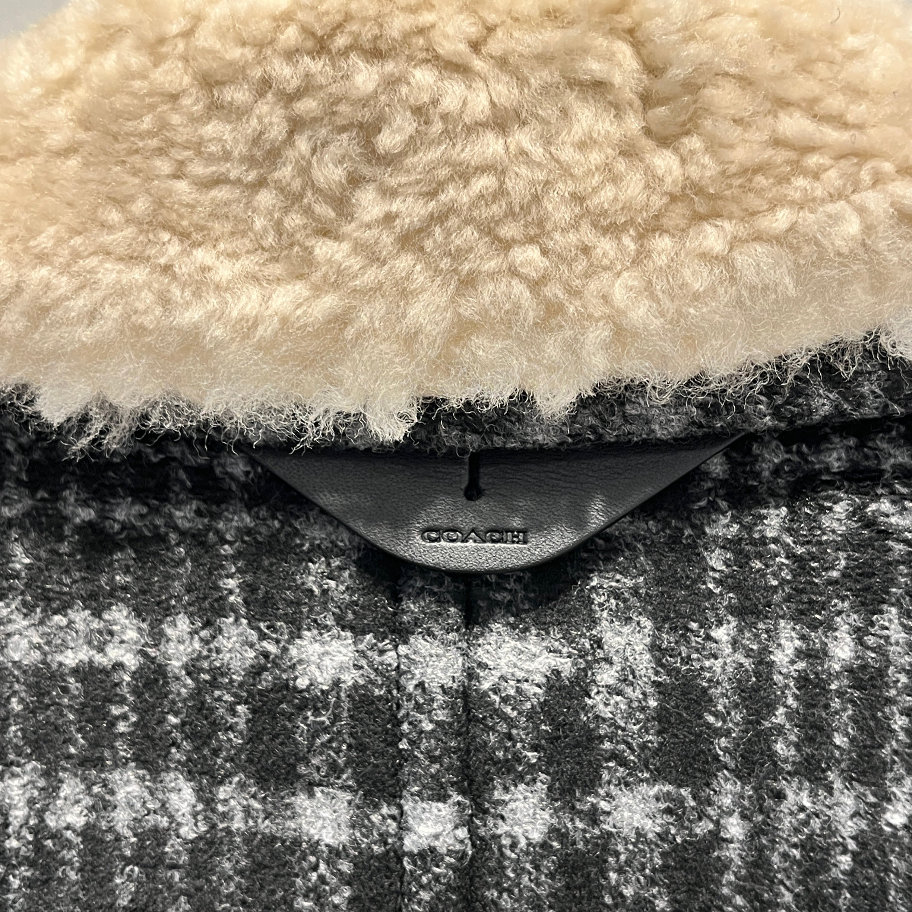 COACH/Fleece Jkt/46/Acrylic/BLU/Plaid/SHEARLING COAT SZ 46 view 7
