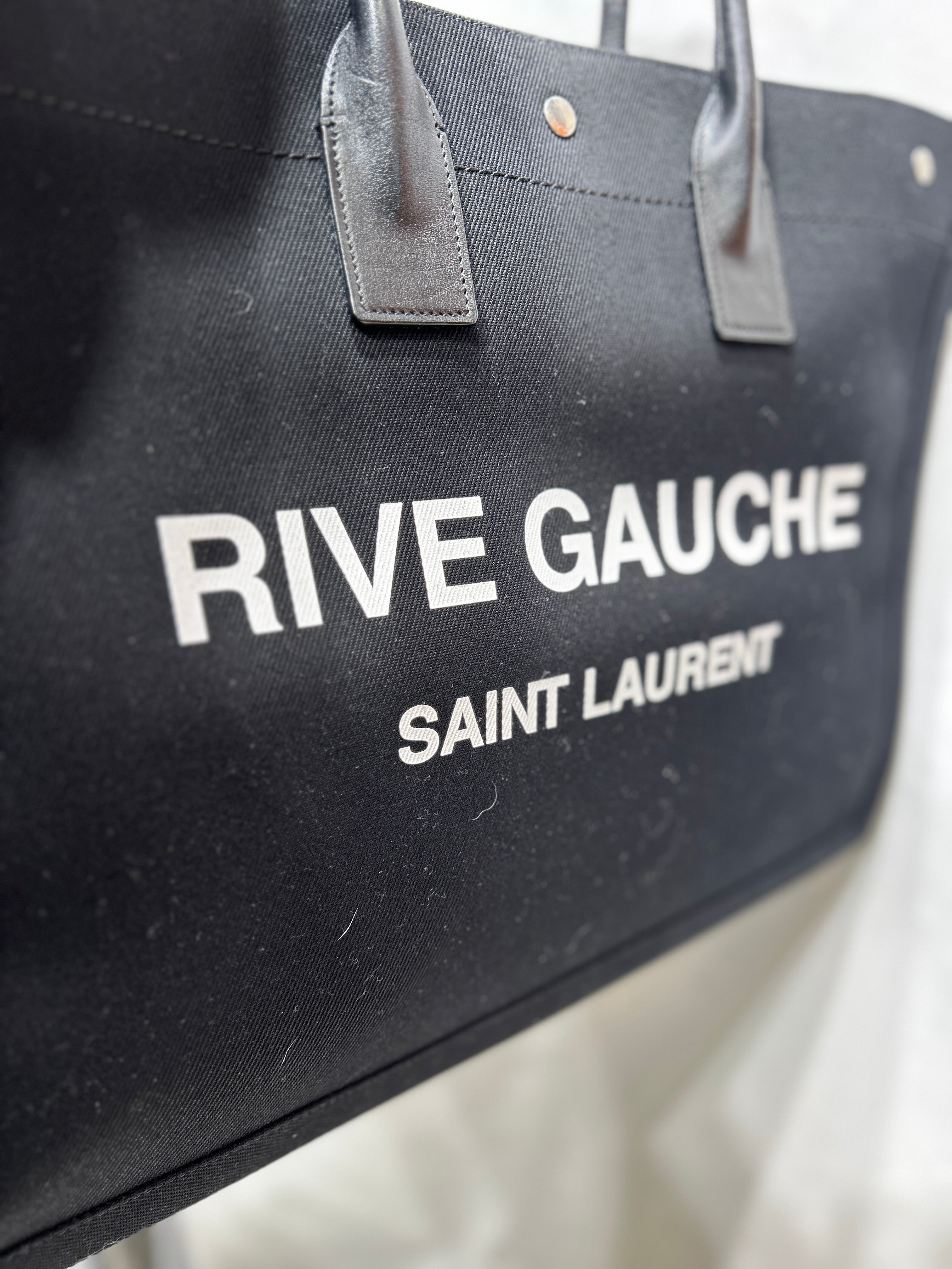 SAINT LAURENT/Tote Bag/Cotton/BLK/RIVE GAUCHE TOTE CANVAS view 6