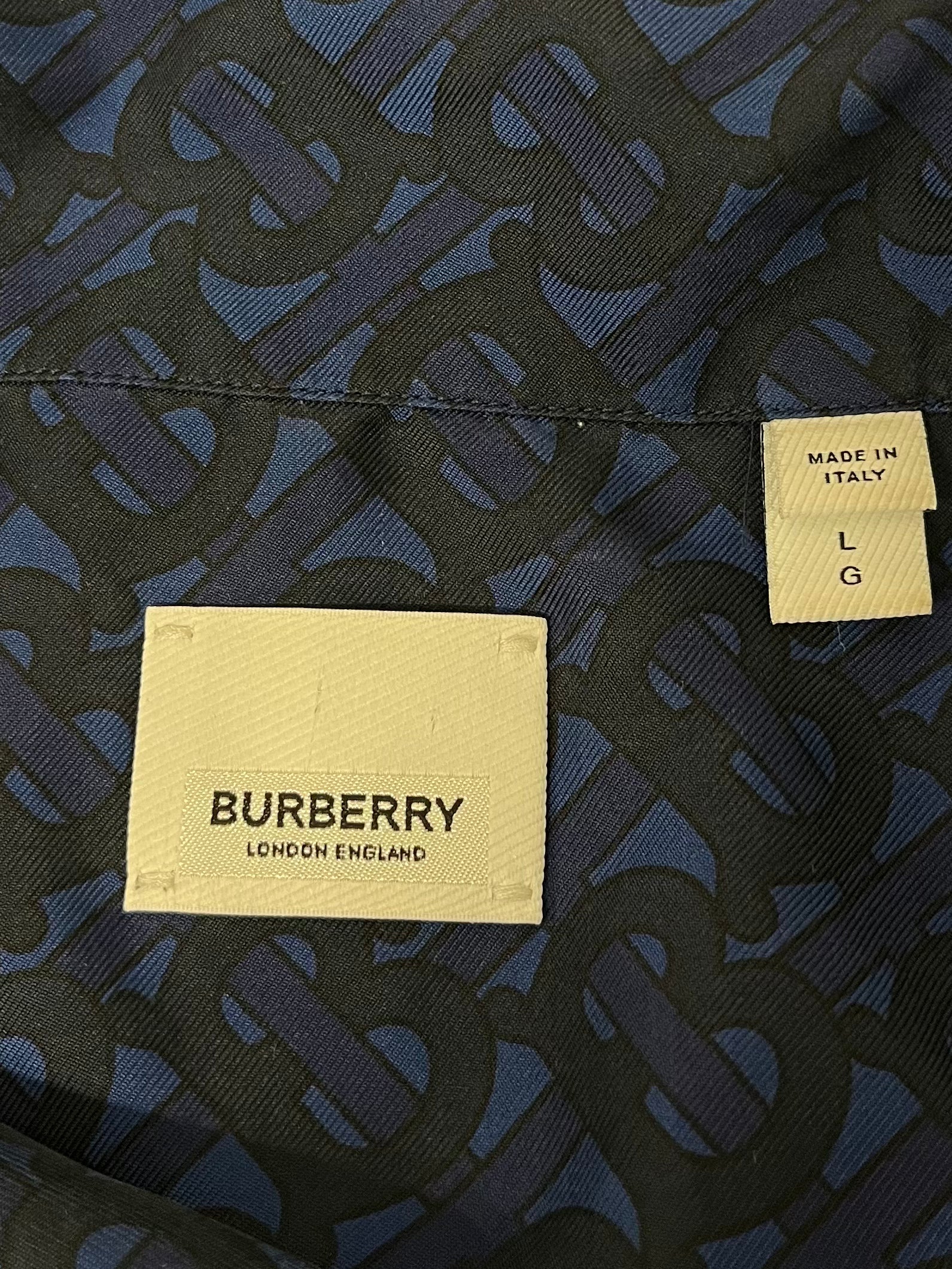 BURBERRY LONDON/Polo Shirt/LG/Silk/NVY/Open Coller/All Over Print/MONOGRAM POLO SHIRT view 3