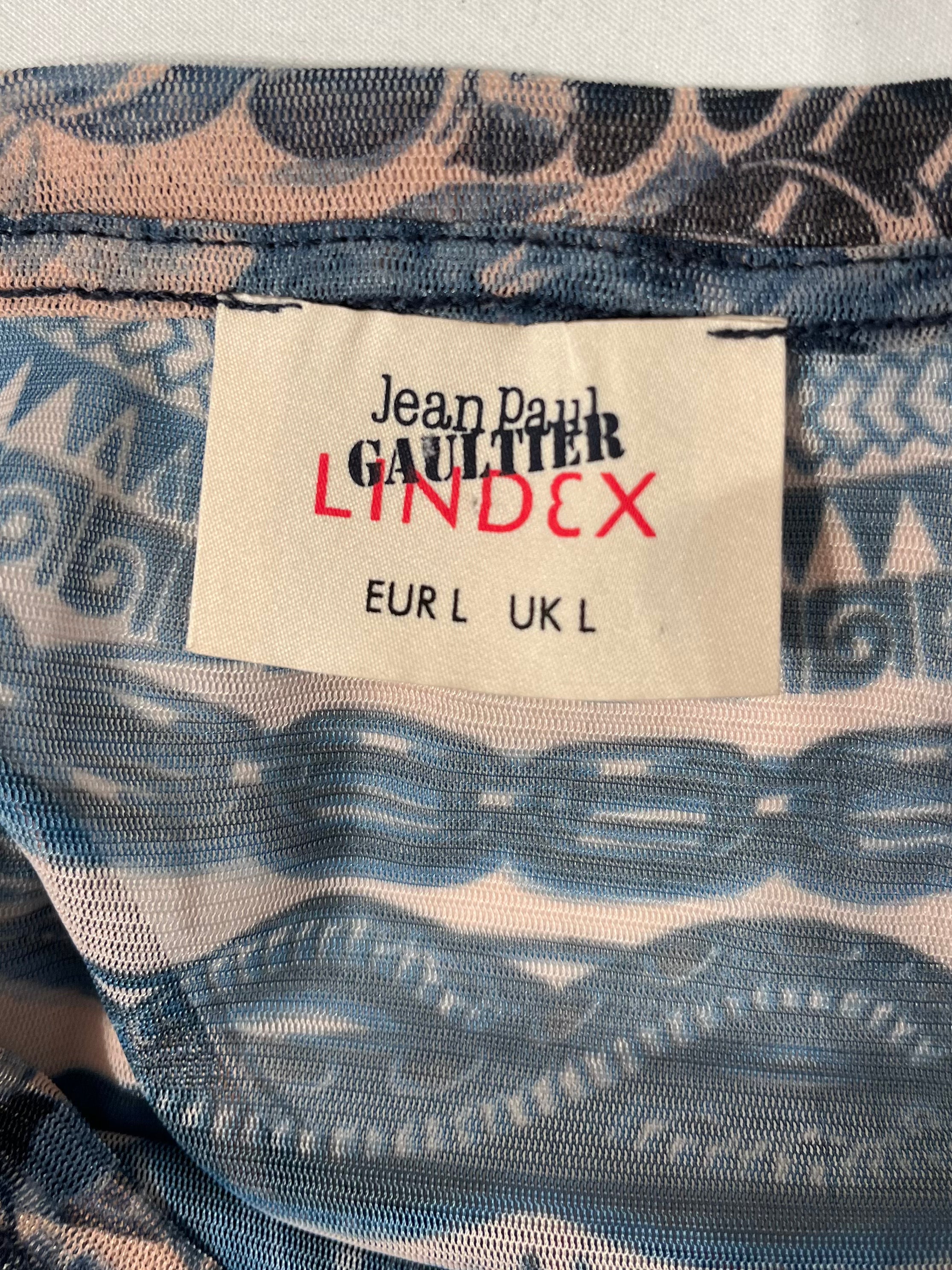 Jean Paul Gaultier/LS T-Shirt/L/All Over Print/Polyester/BEG/TATTOO/STRIPES LINDEX view 3