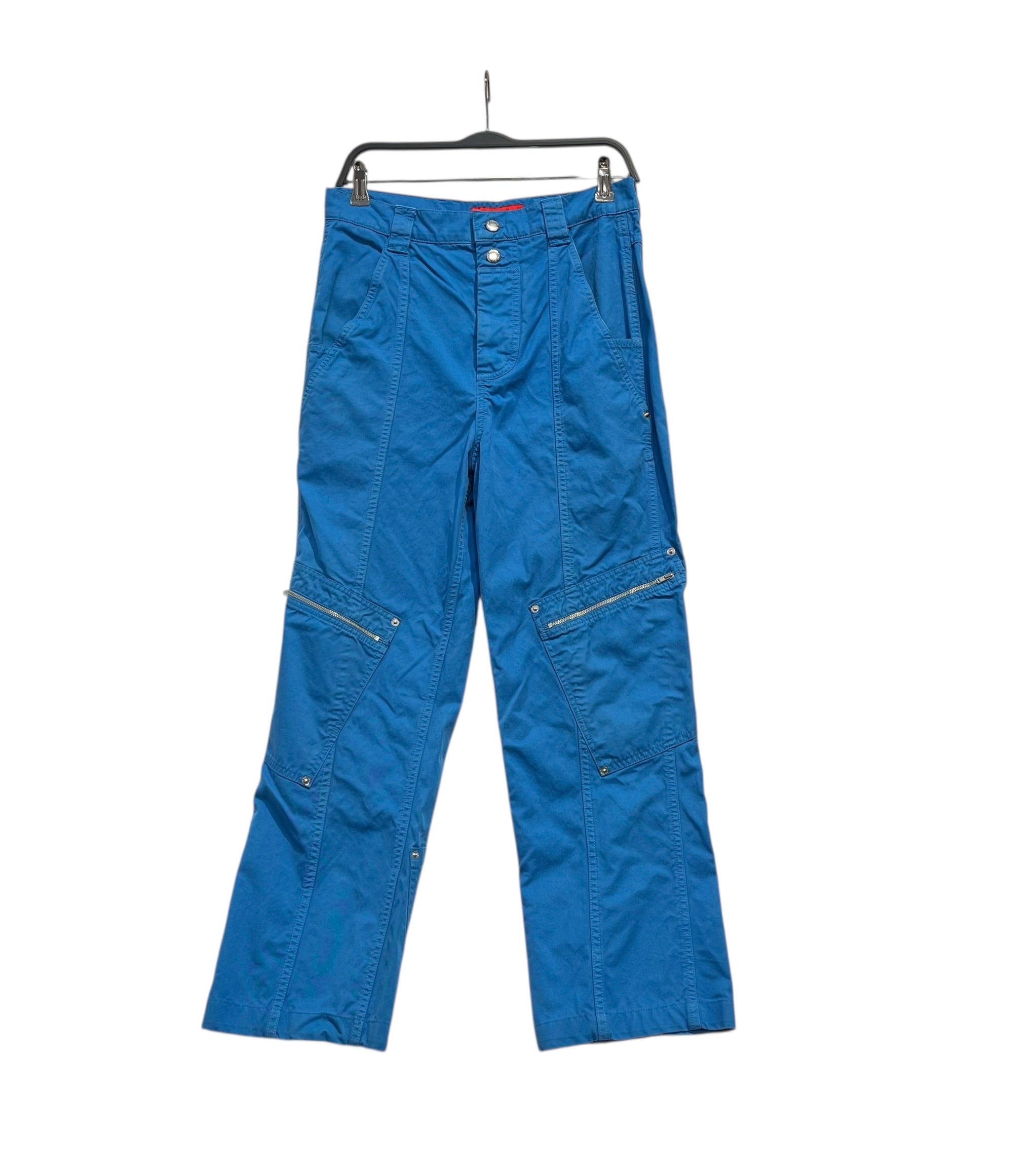 ECKHAUS LATTA/Bottoms/27/Cotton/BLU/diagonal zip pockets view 1