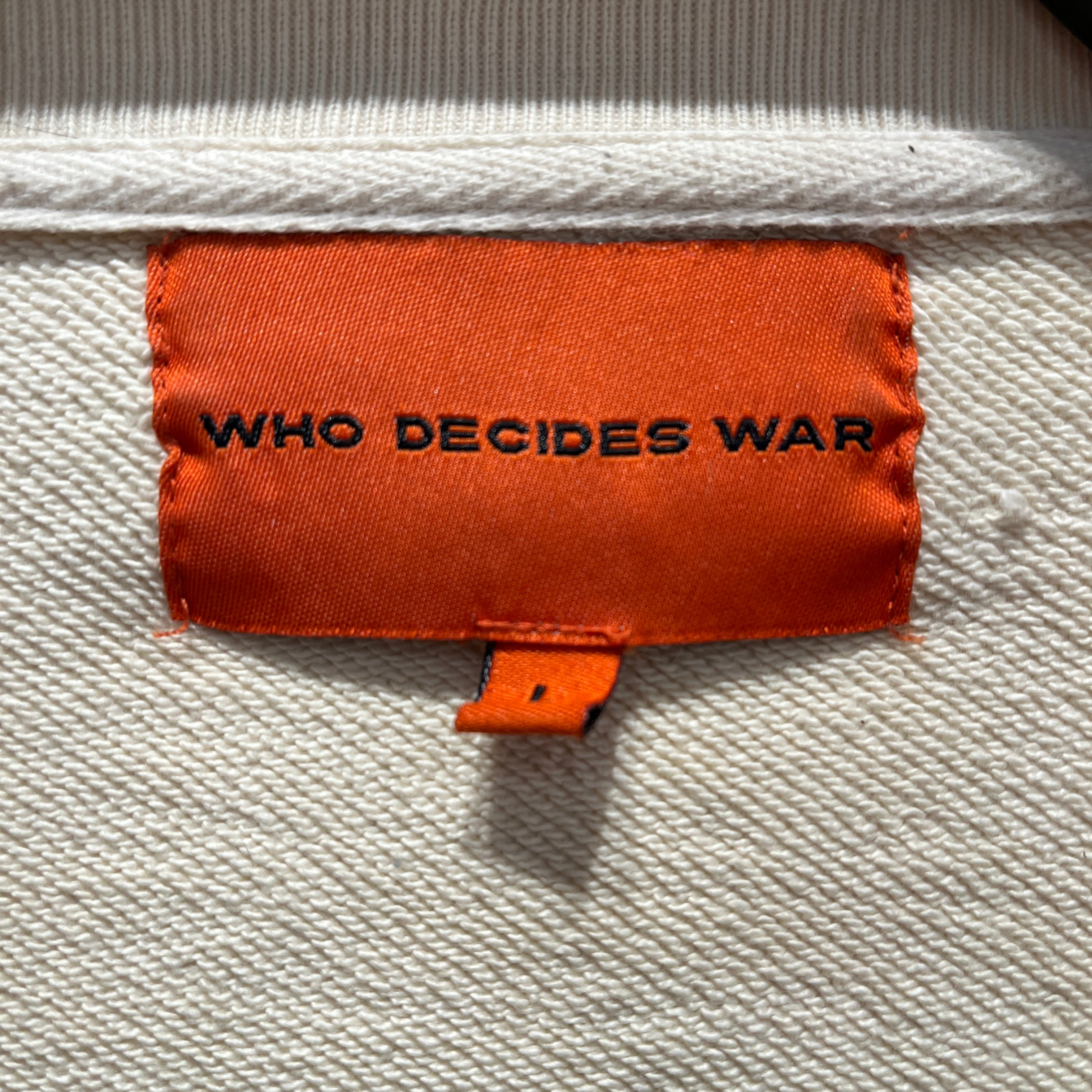 WHO DECIDES WAR/BARRIERS/Sweatshirt/L/Graphic/Cotton/BEG/stain glass crewneck view 3