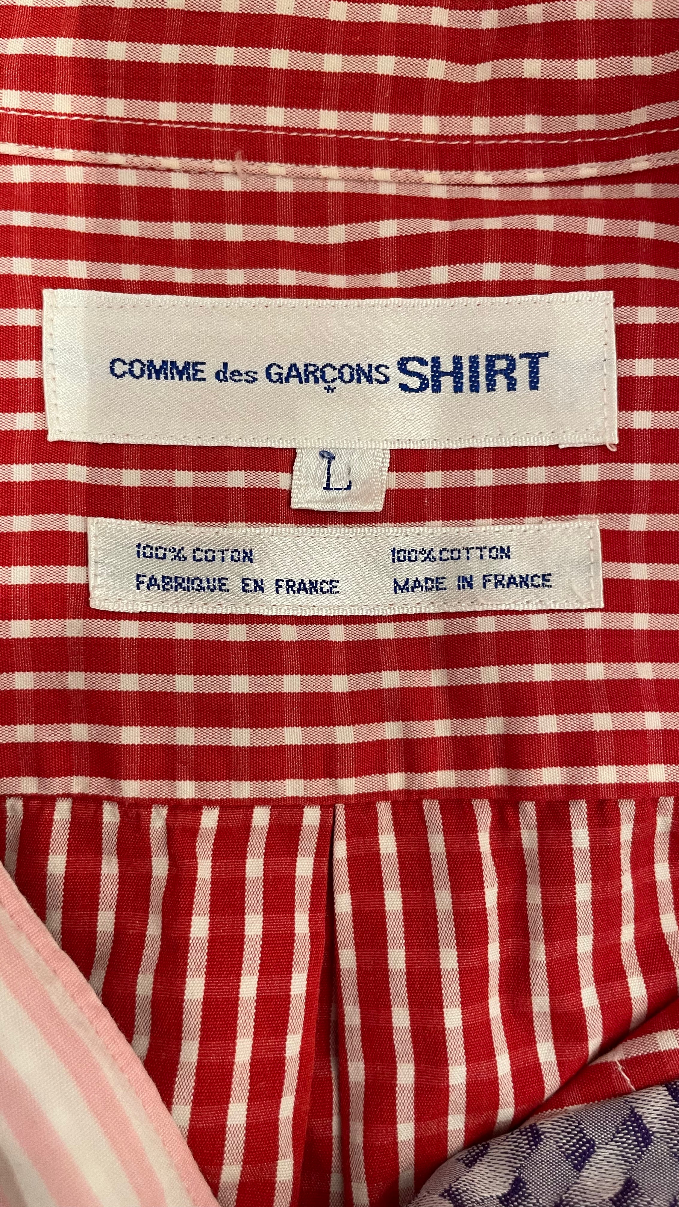 COMME des GARCONS SHIRT/LS Shirt/L/Cotton/RED/Gingham Check/patchwork view 3