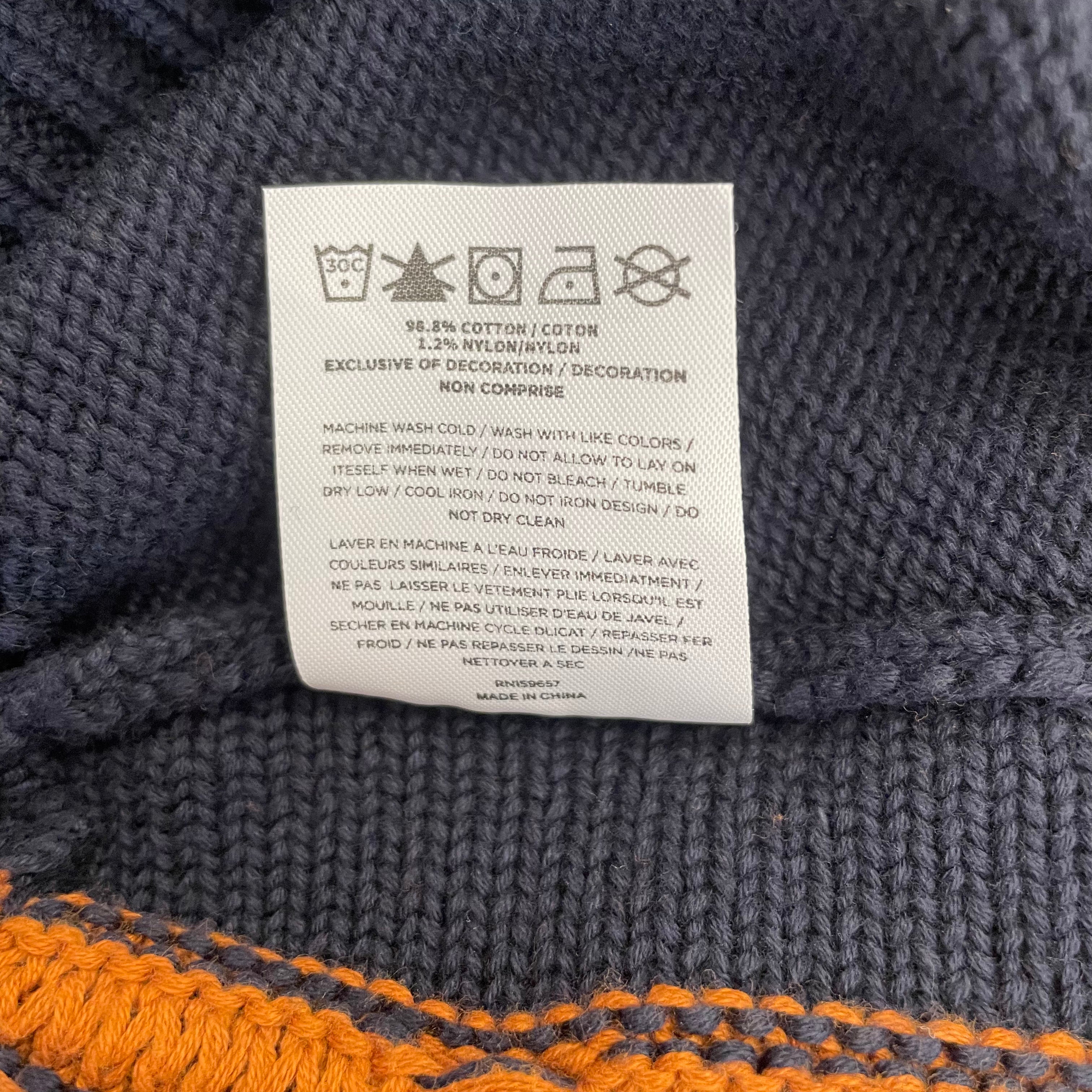 Malbon(MALBON GOLF)/Heavy Sweater/XL/Stripe/Cotton/NVY/QUATER ZIP ORANGE PATTERN view 4
