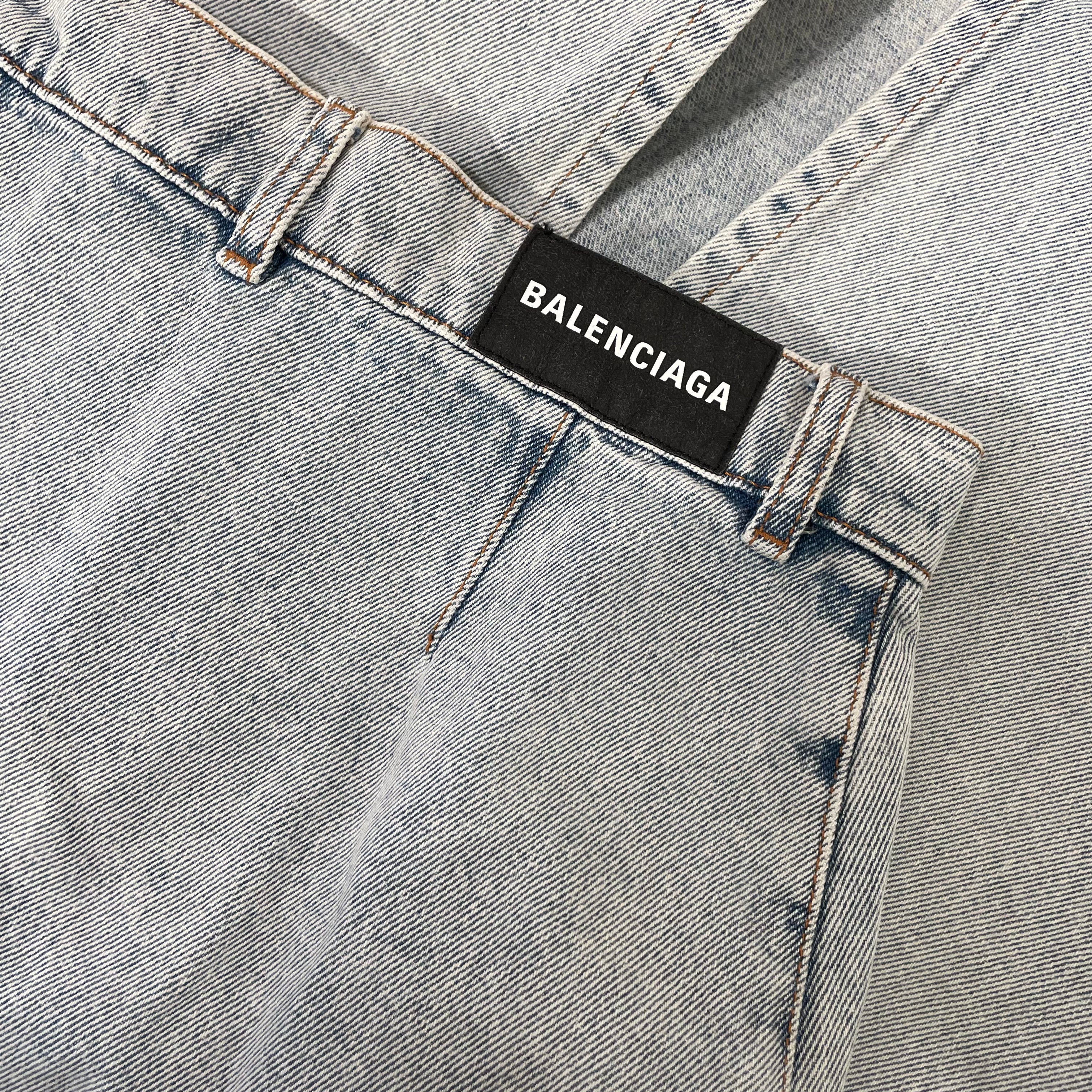 BALENCIAGA/Long Skirt/36/Denim/BLU/2019 FRONT SLIT LIGHT WASH view 3