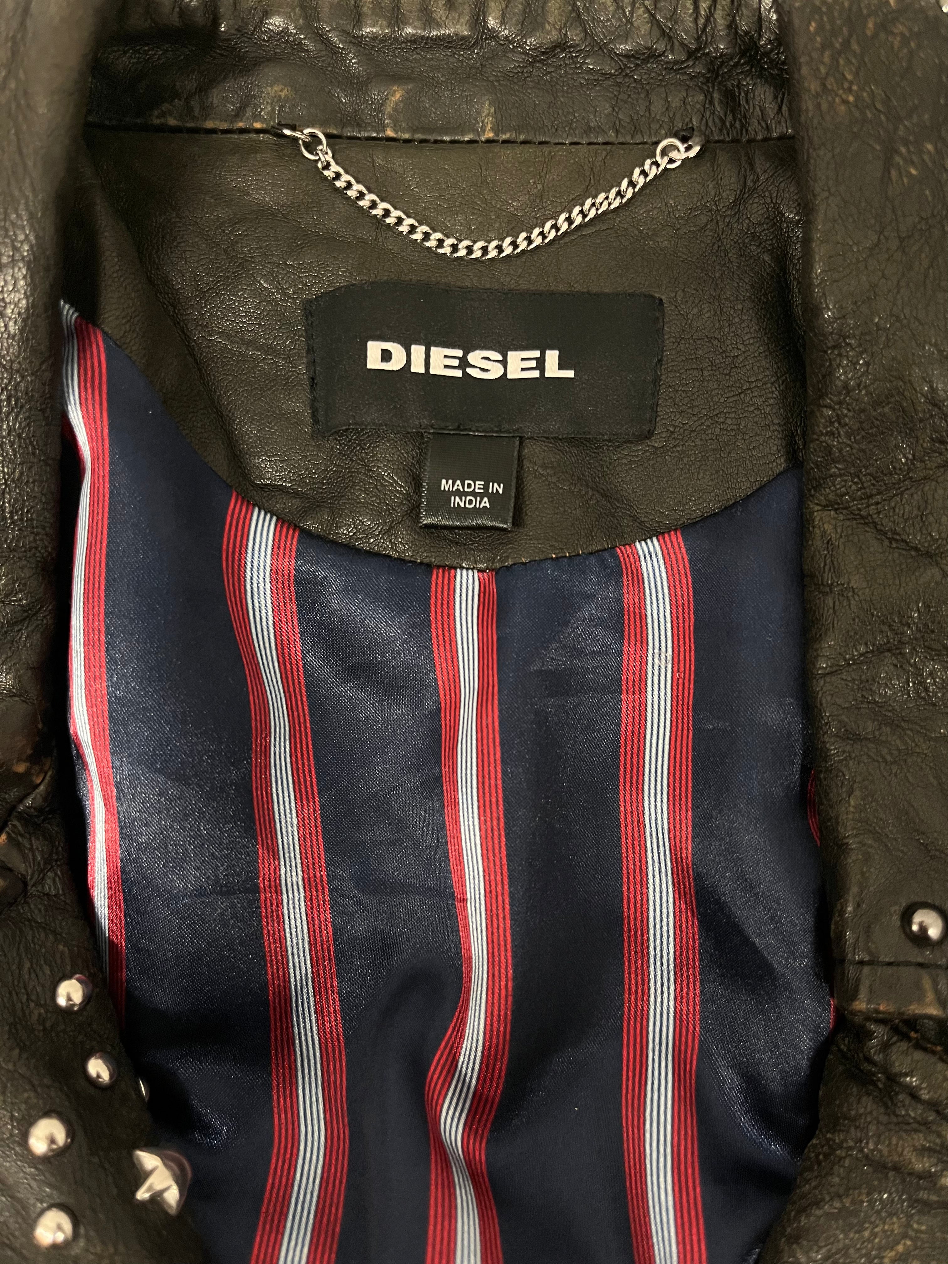 DIESEL/Leather Jkt/XXL/Leather/BLK/STUDDED W/ TASSLES view 3